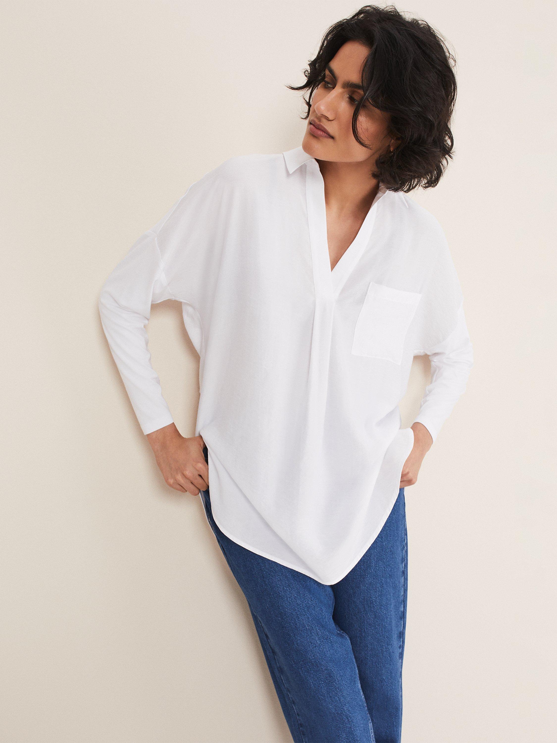 Phase Eight Saskia Long Sleeve Blouse, White