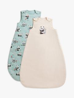 John Lewis Panda Baby Sleeping Bag, 1.5-2.5 Tog, Pack of 2, Multi, 0-6 months