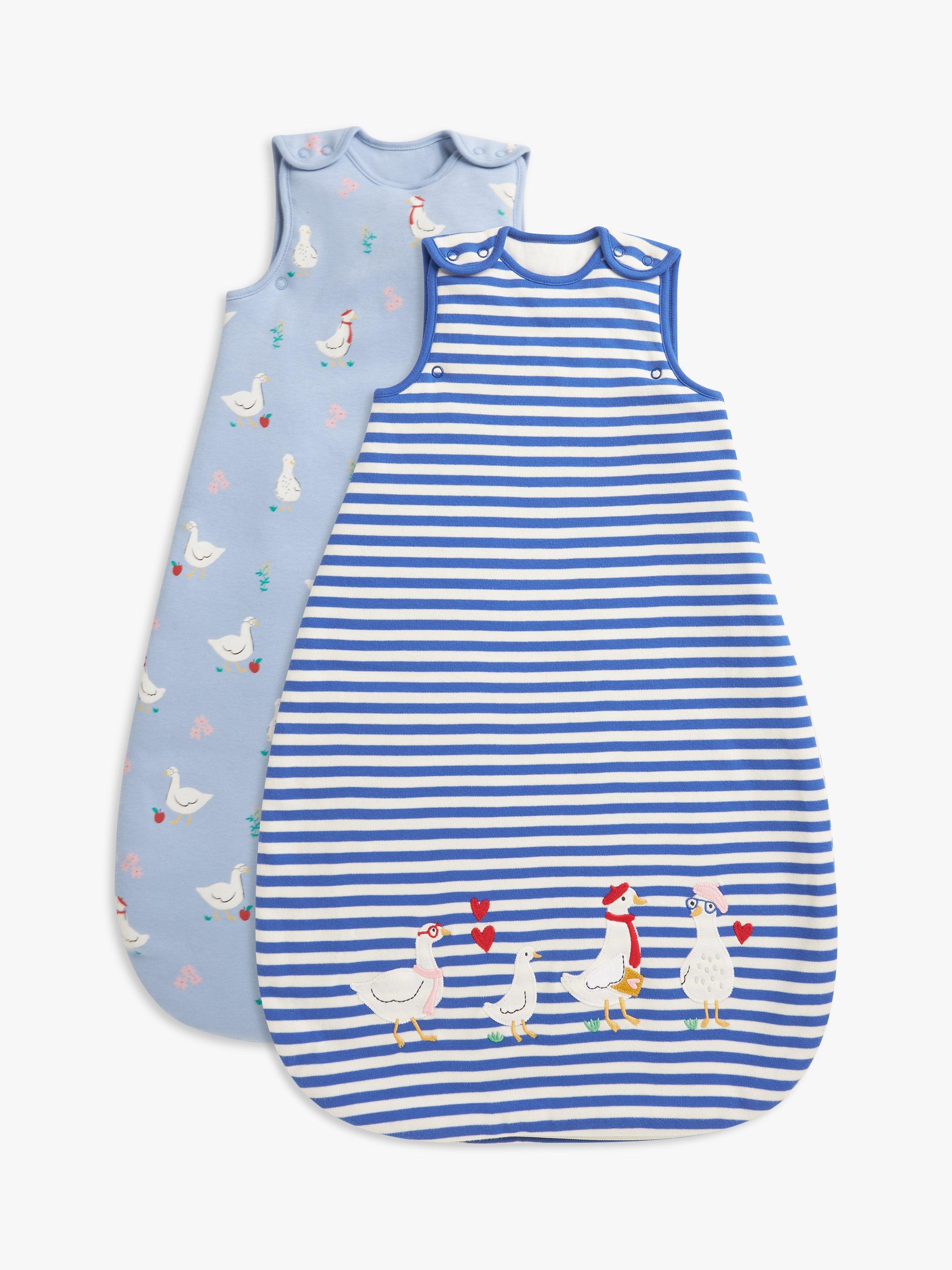 John Lewis Ducks Stripe Baby Sleeping Bag 1 2.5 Tog Pack of 2 Blue