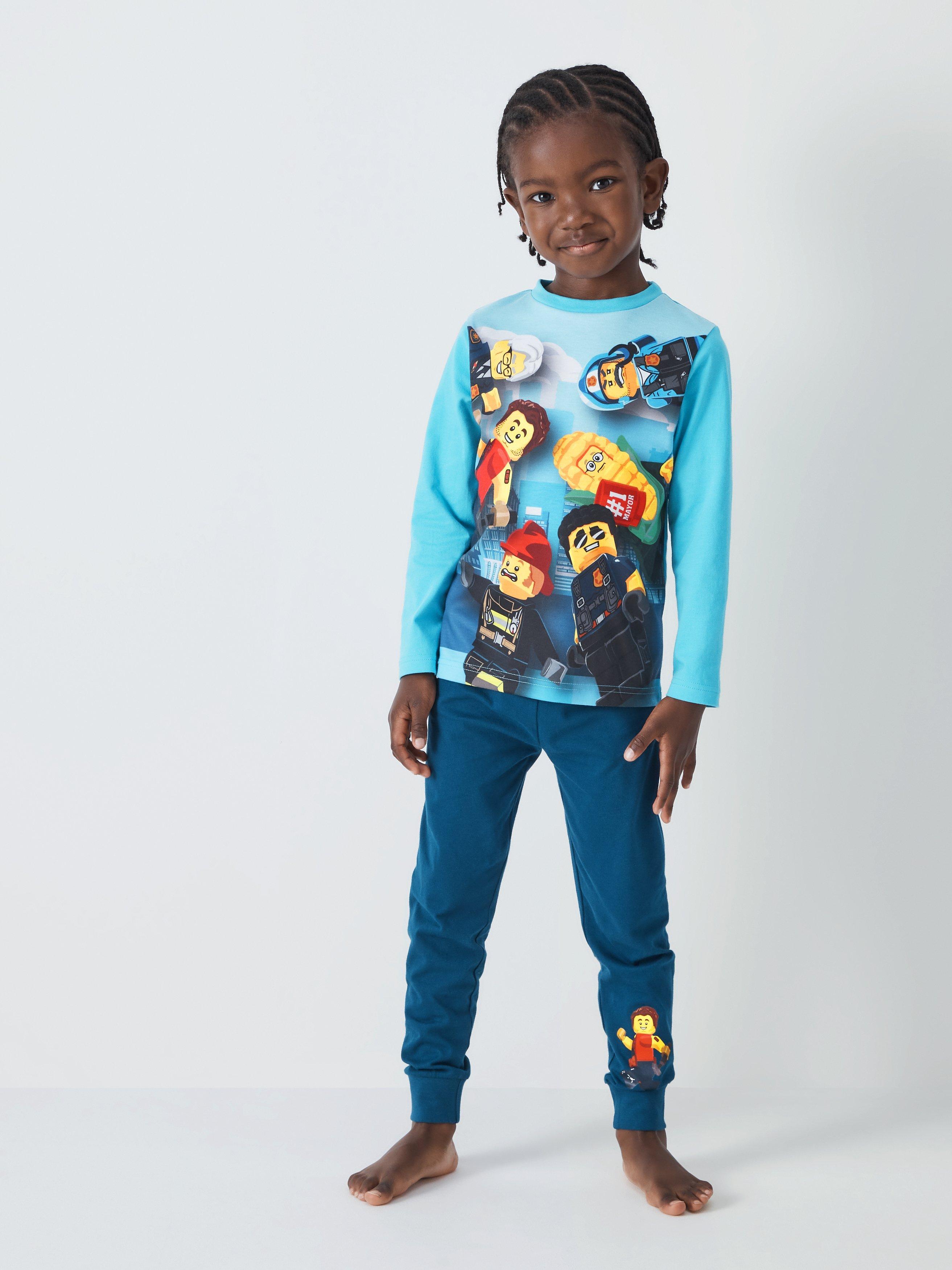Brand Threads Kids' Lego City Pyjamas, Blue/Navy