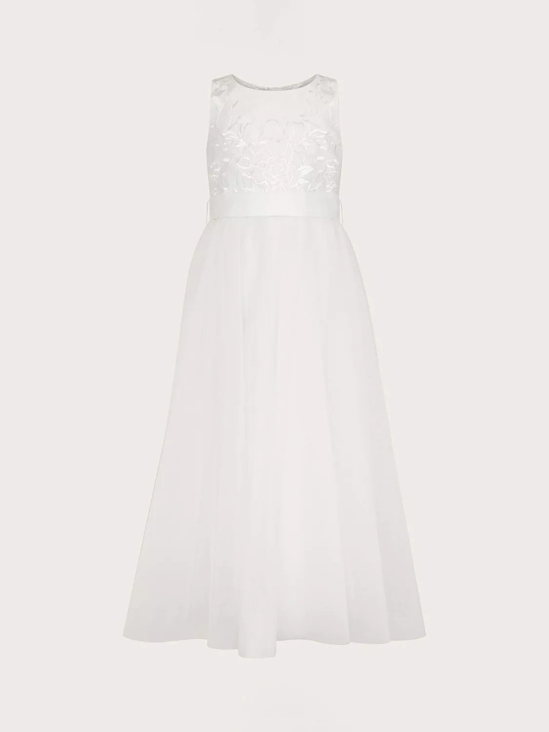 Monsoon Kids' Odette Alice Tulle Maxi Dress, Ivory