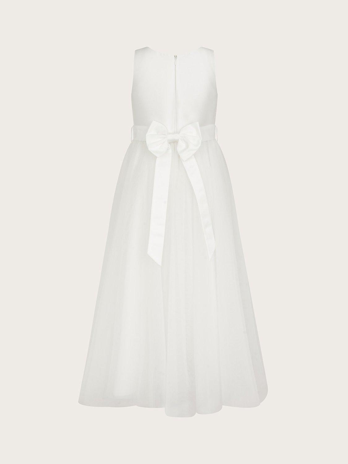 Product image 2 of 3, which shows Monsoon Kids' Odette Alice Tulle Maxi Dress, Ivory, 7 years