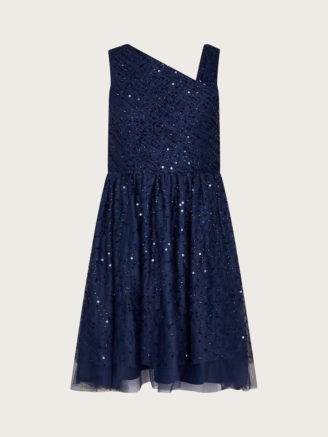 Monsoon Kids Abigail One Shoulder Prom Dress Navy