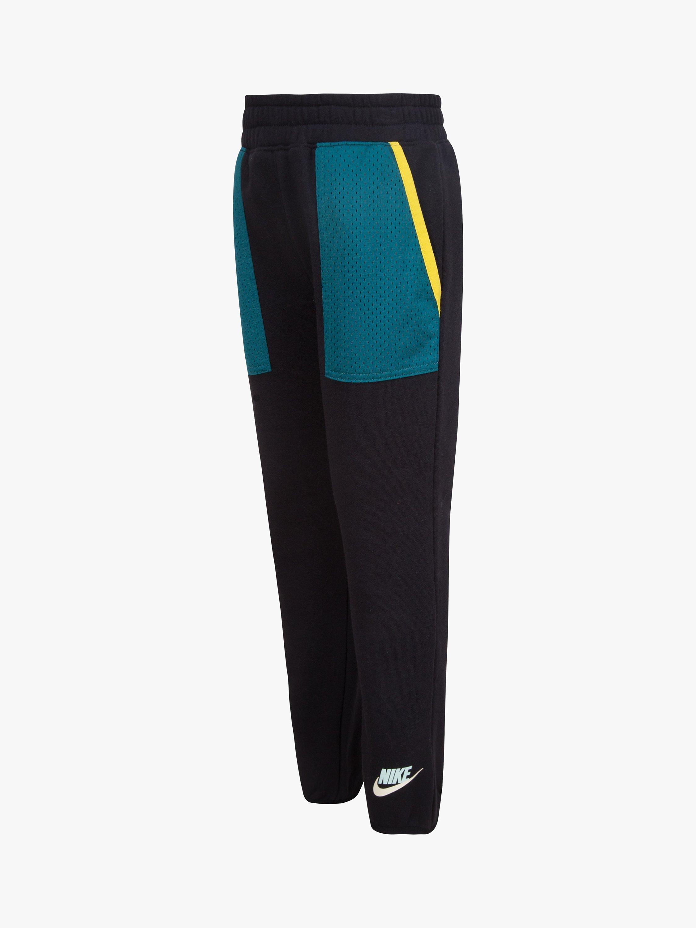 Nike Kids' Panel Cotton Blend Joggers, Blue/Black