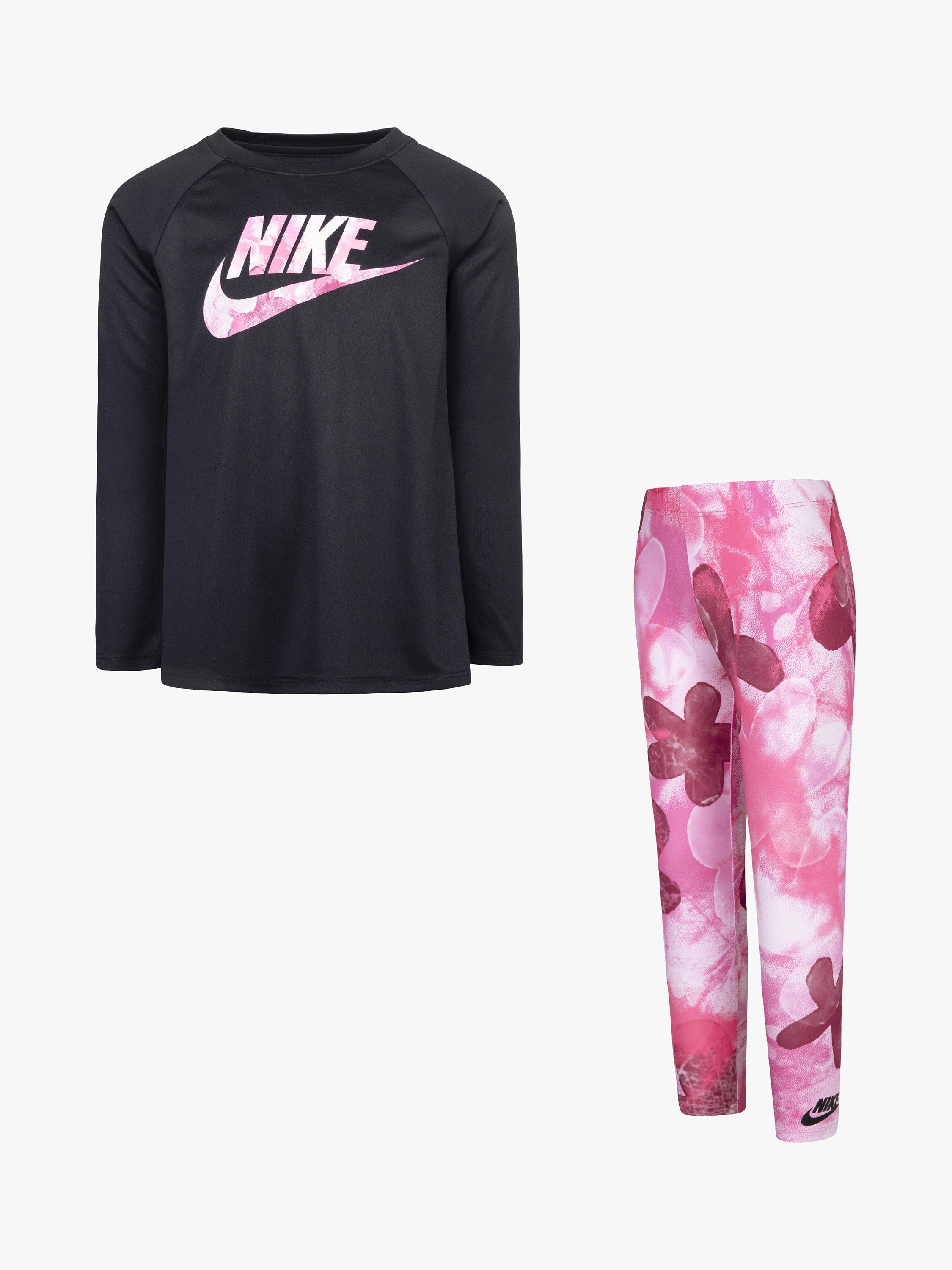Nike Kids' Long Sleeve Top & Printed Leggings Set, Pink
