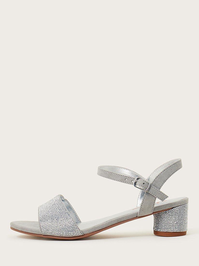 Monsoon Kids' Stud Detail Heeled Sandals, Silver