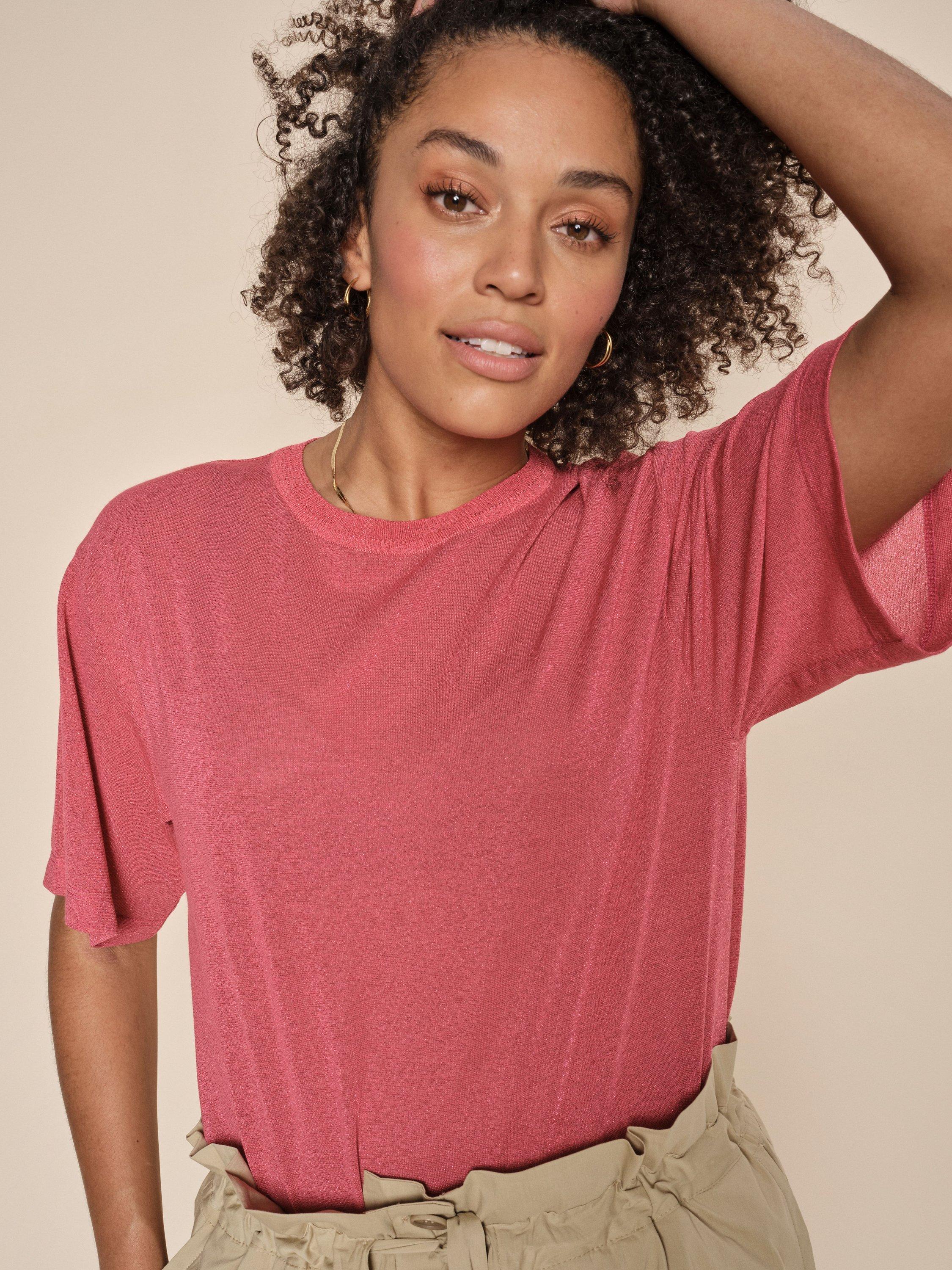 MOS MOSH  Kit Lurex Short Sleeve T-Shirt, Teaberry