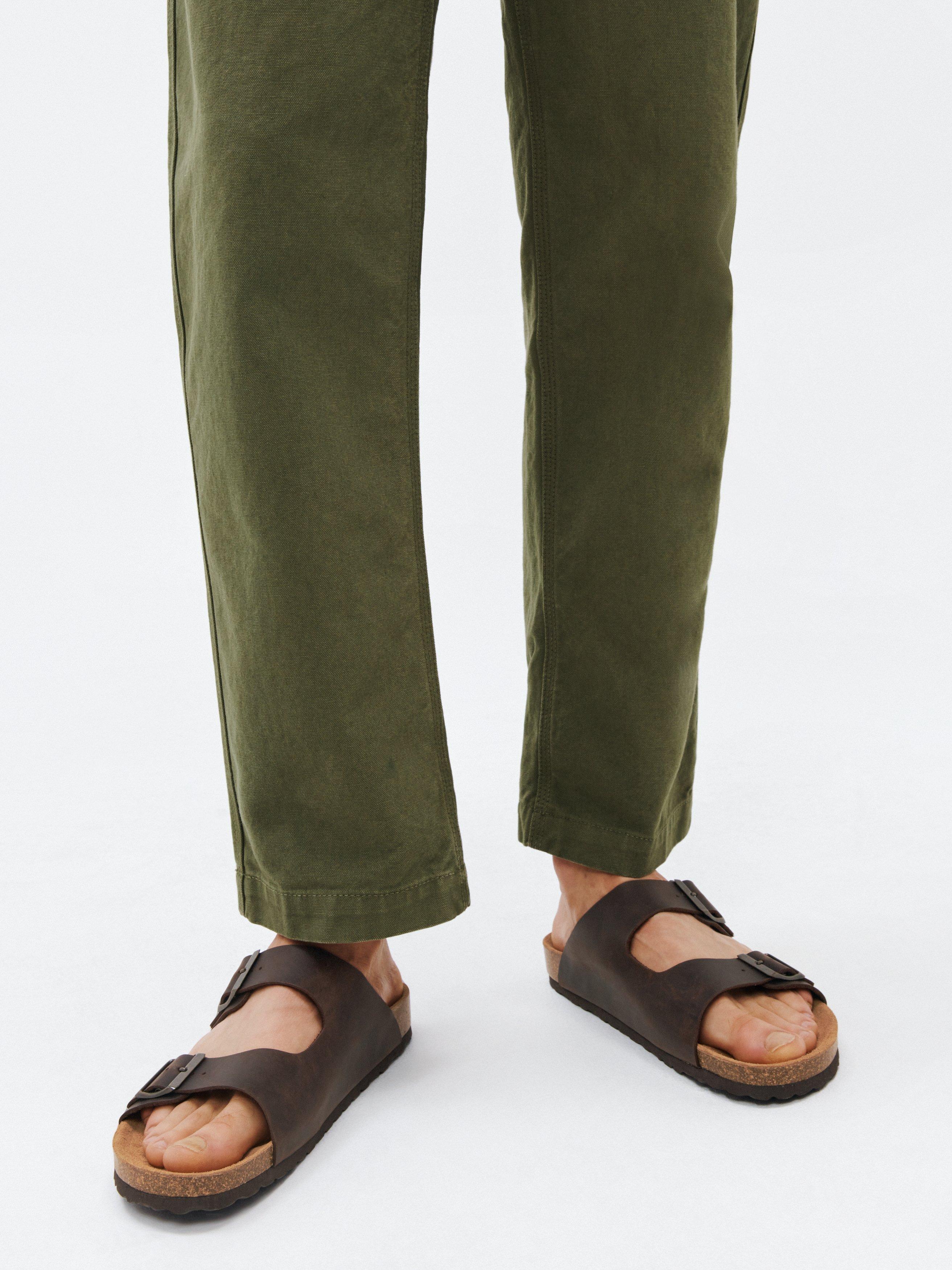 Product image 2 of 5, which shows John Lewis Two Strap Footbed Leather Sandals, Maroon, 7