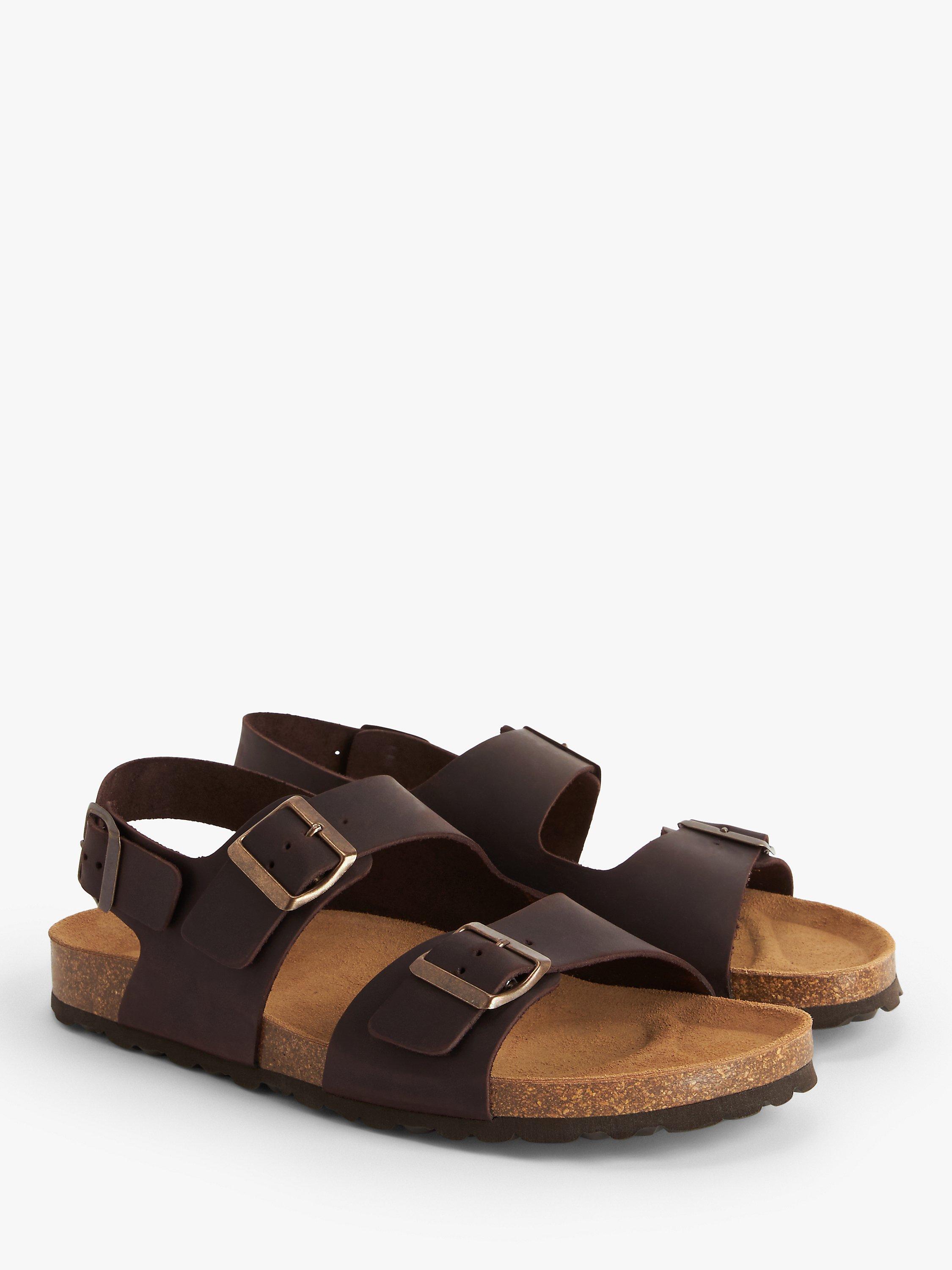 John Lewis Leather Backstrap Footbed Sandals Dark Brown