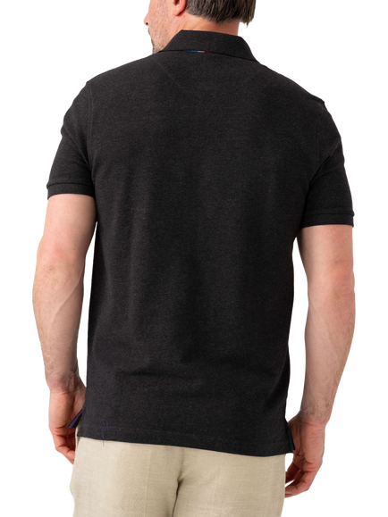 KOY Short Sleeve Regular Fit Polo Shirt, Grey Charcoal - view 2, Grey Charcoal