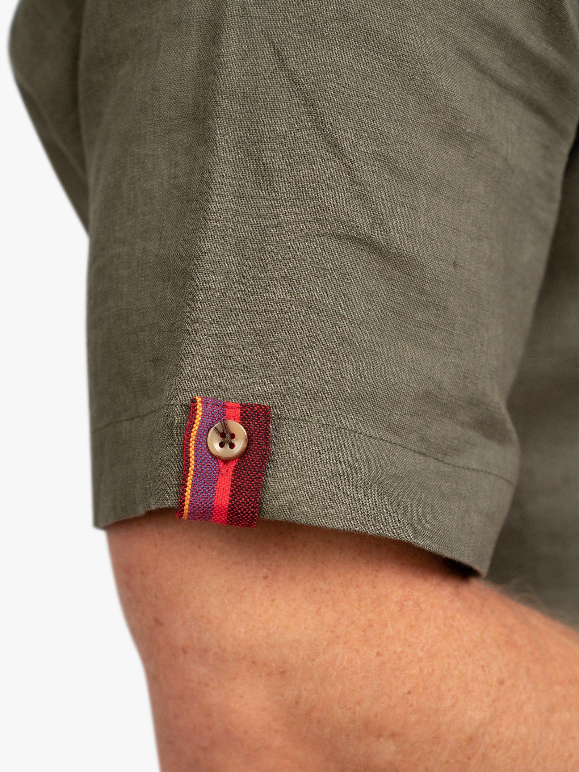 Product image 7 of 9, which shows KOY Short Sleeve Linen Shirt, Green Khaki, S