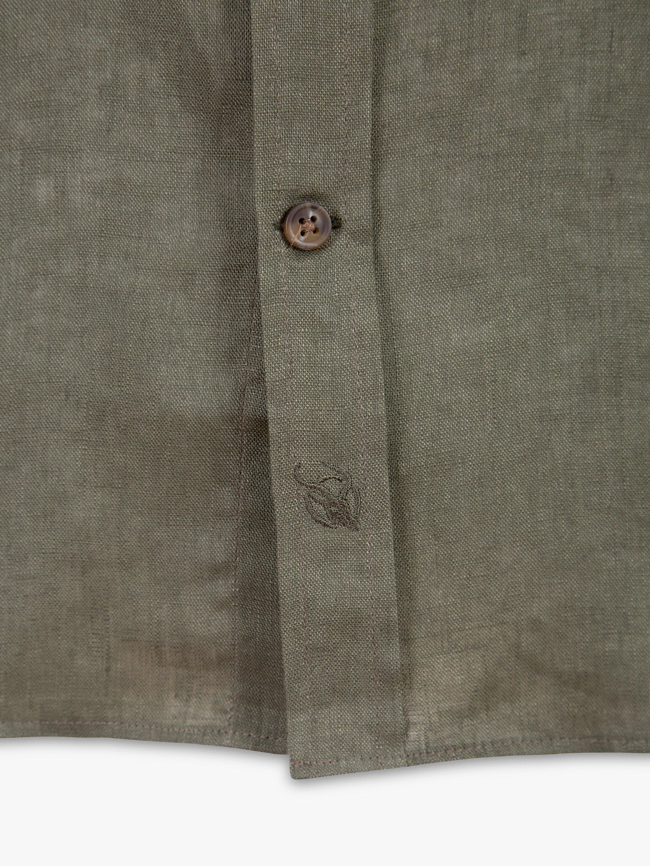 Product image 9 of 9, which shows KOY Short Sleeve Linen Shirt, Green Khaki, S