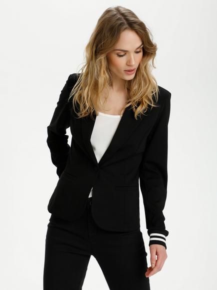 KAFFE Kinnie Sporty Sleeve Blazer, Black/Chalk