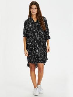 KAFFE Marana Spot Shirt Mini Dress, Black/Chalk