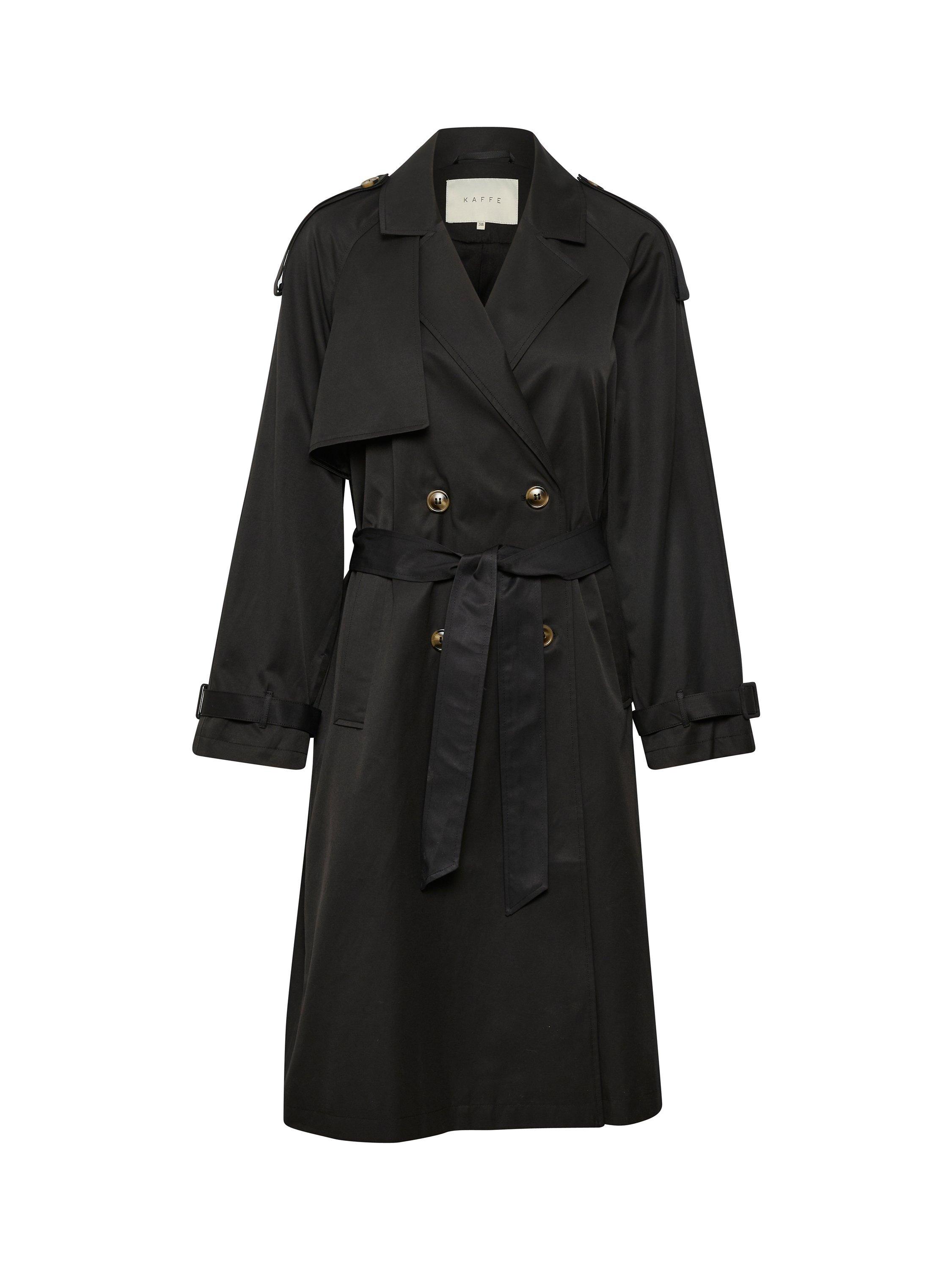 KAFFE Lena Knee Length Trench Coat Black Deep