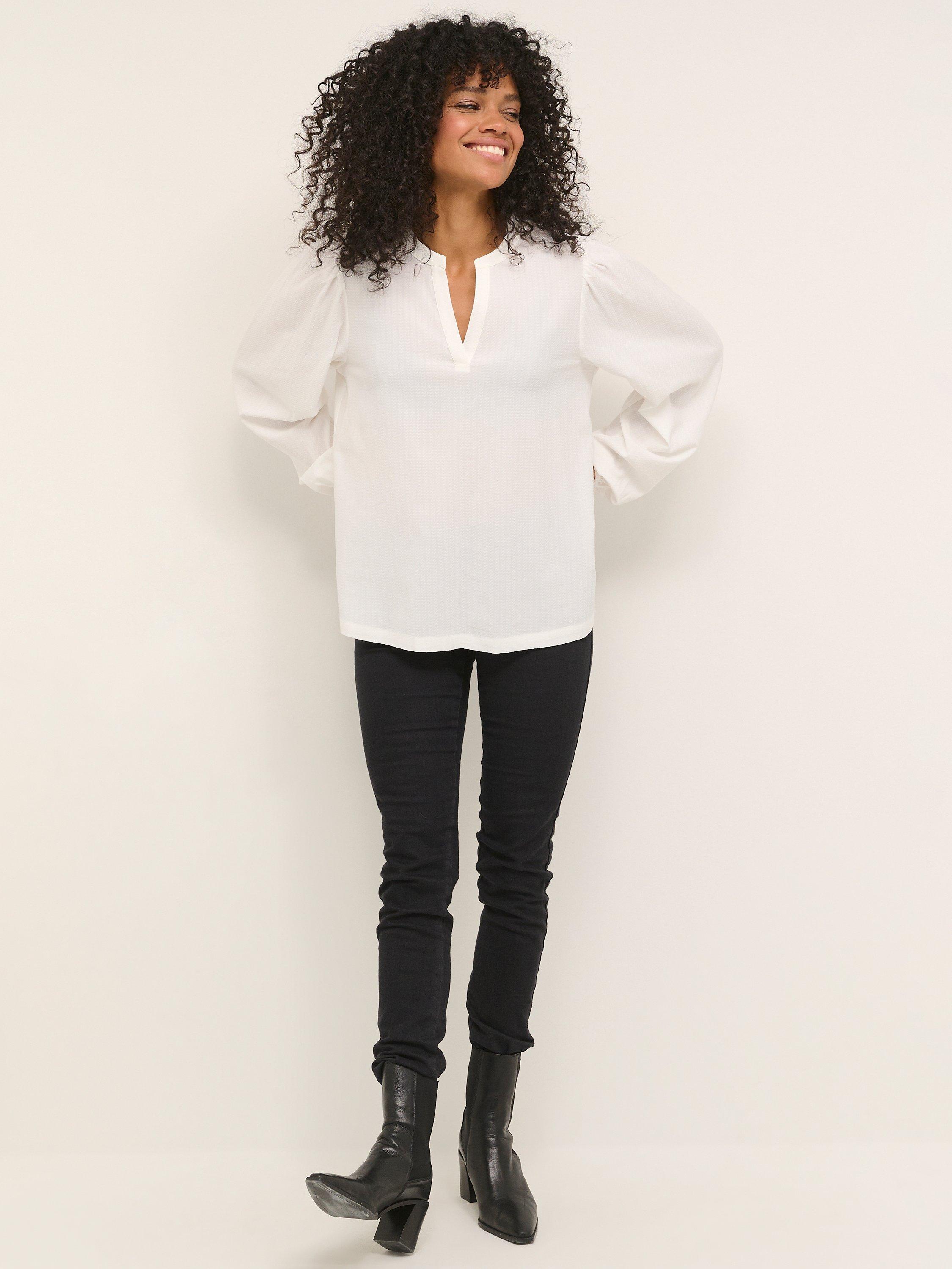 KAFFE Mattie Long Sleeve Blouse, Chalk
