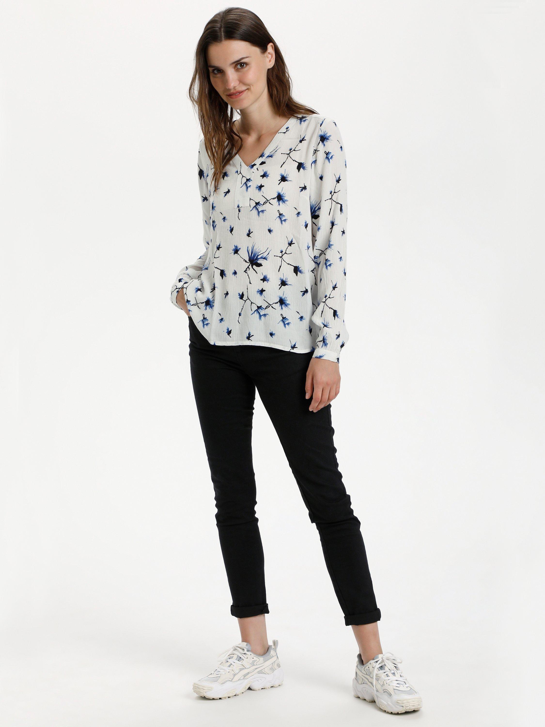 KAFFE Mejse Blouse, White/Royal Blue, White/Royal Blue