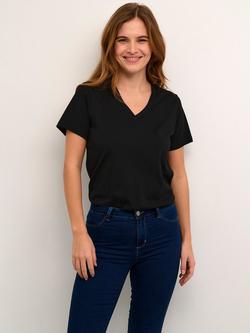 KAFFE Marin V-Neck T-Shirt - view 2, Black Deep