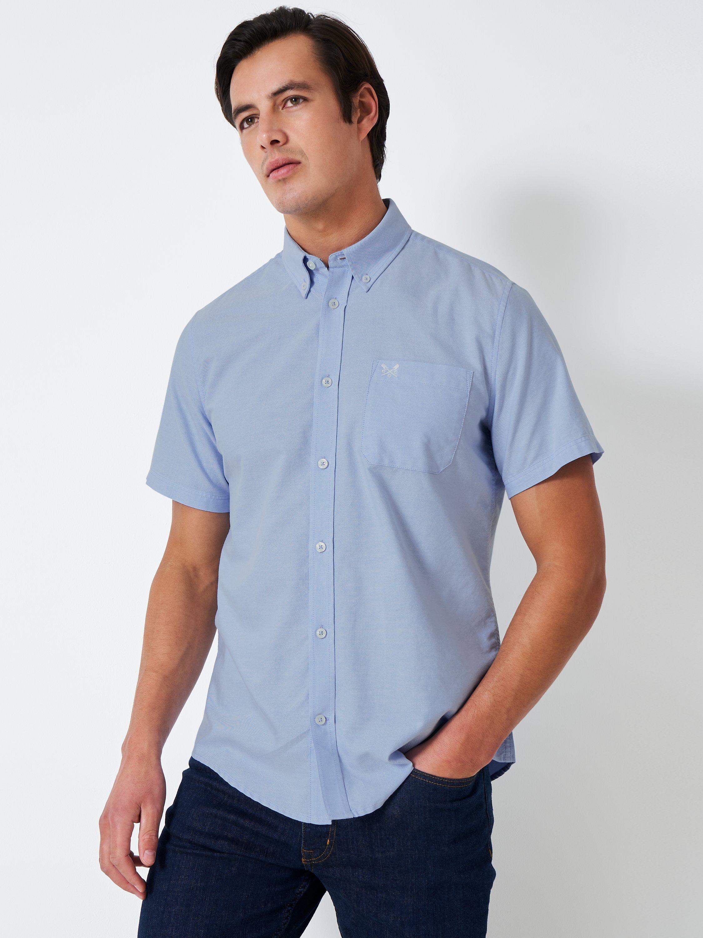 Crew Clothing Short Sleeve Stretch Oxford Shirt, Light Blue