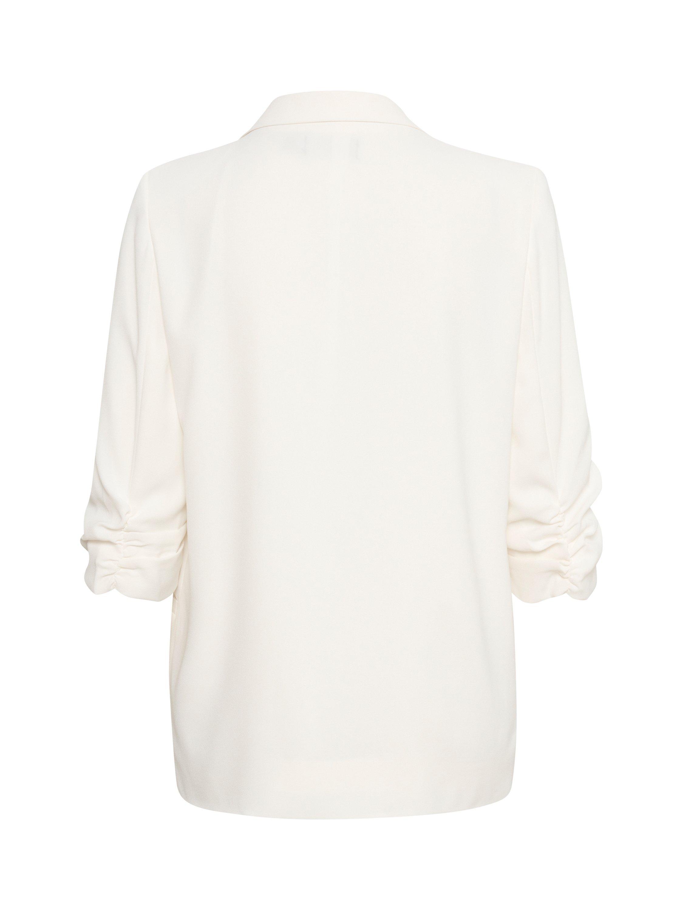 Soaked In Luxury Shirley Plain Ruched Sleeve Blazer, Whisper White, XS