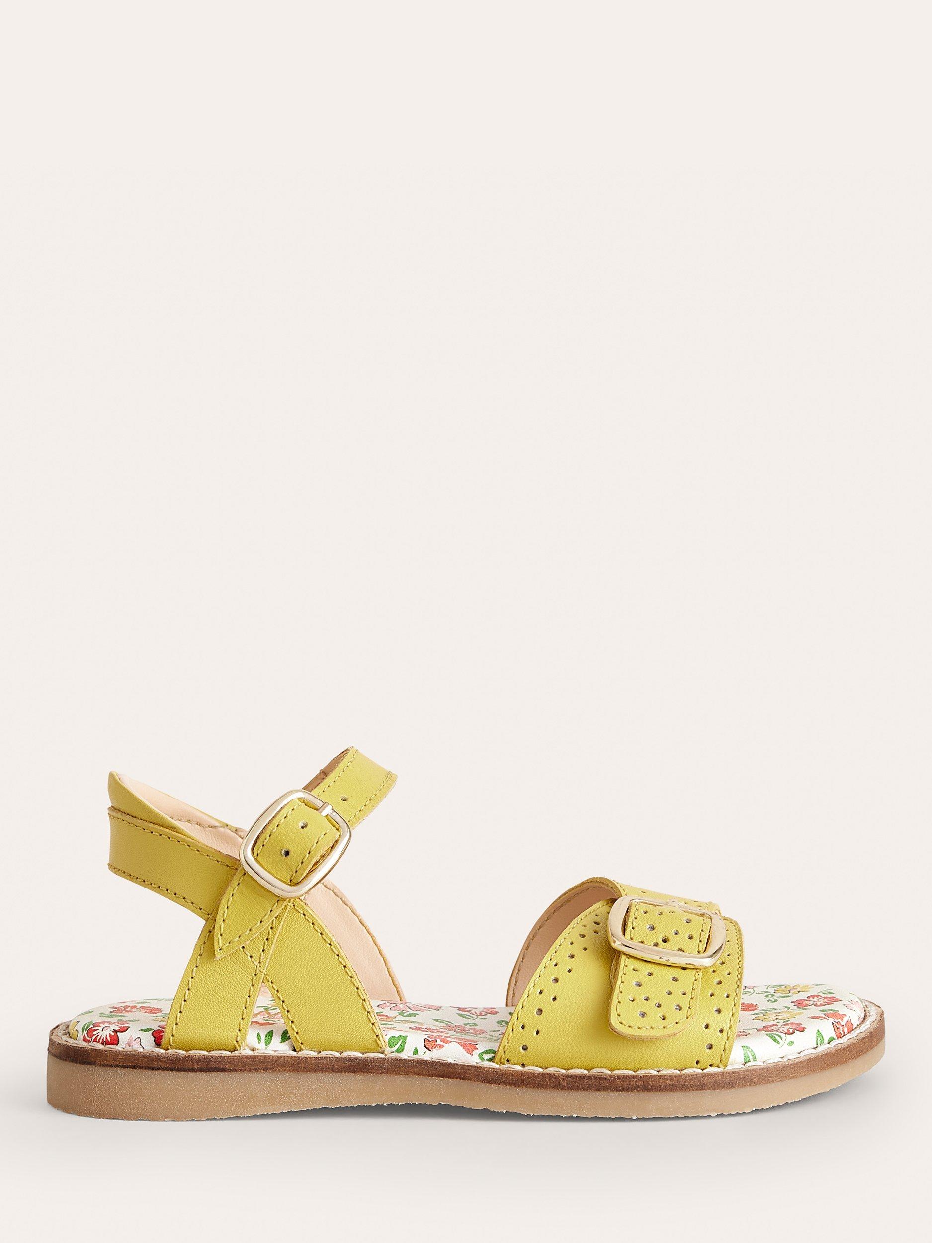 Mini Boden Kids' Leather Buckle Sandals, Yellow, C11