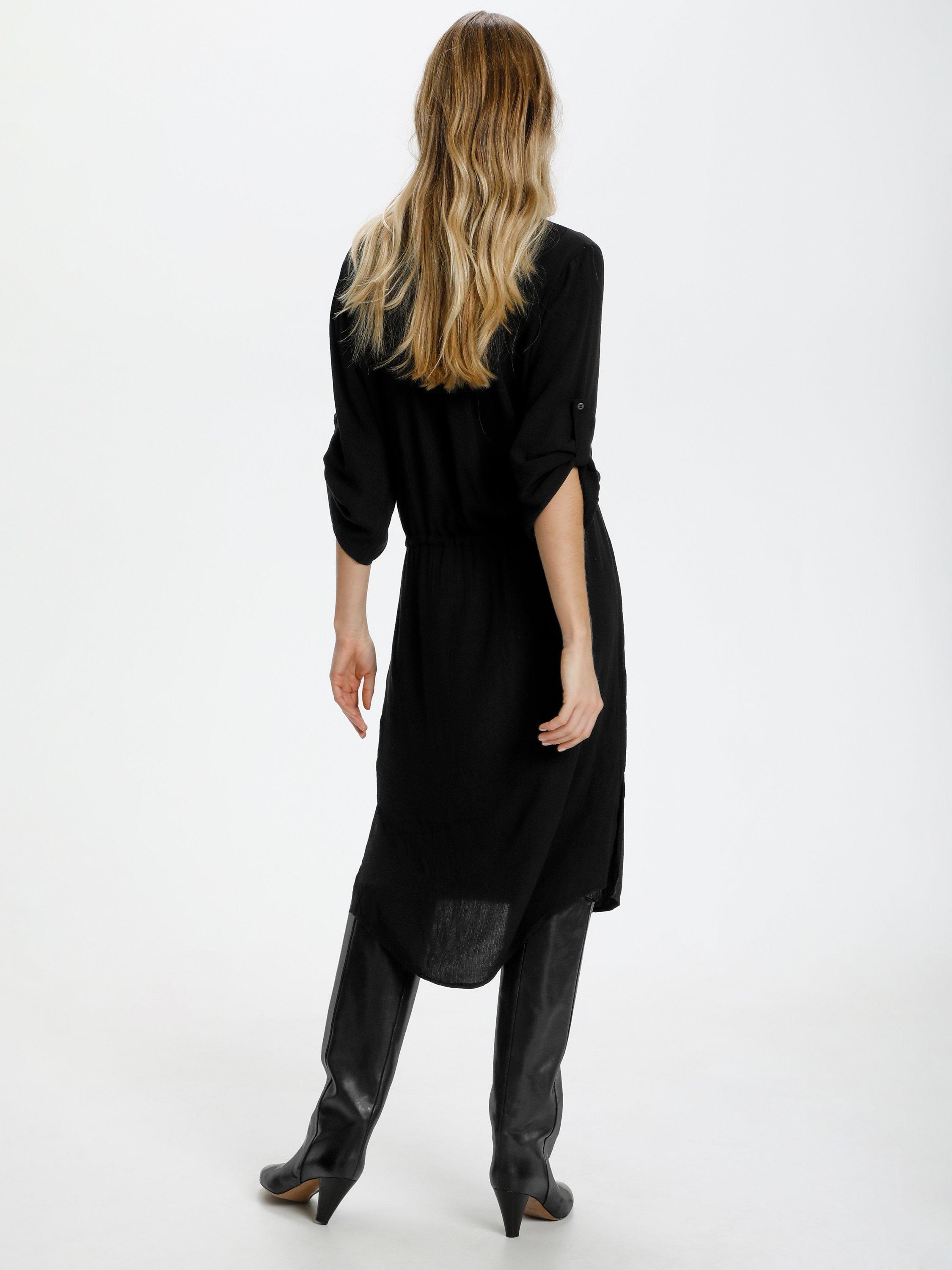 Product image 4 of 7, which shows Soaked in Luxury Zaya Midi Shirt Dress, Black, XXL