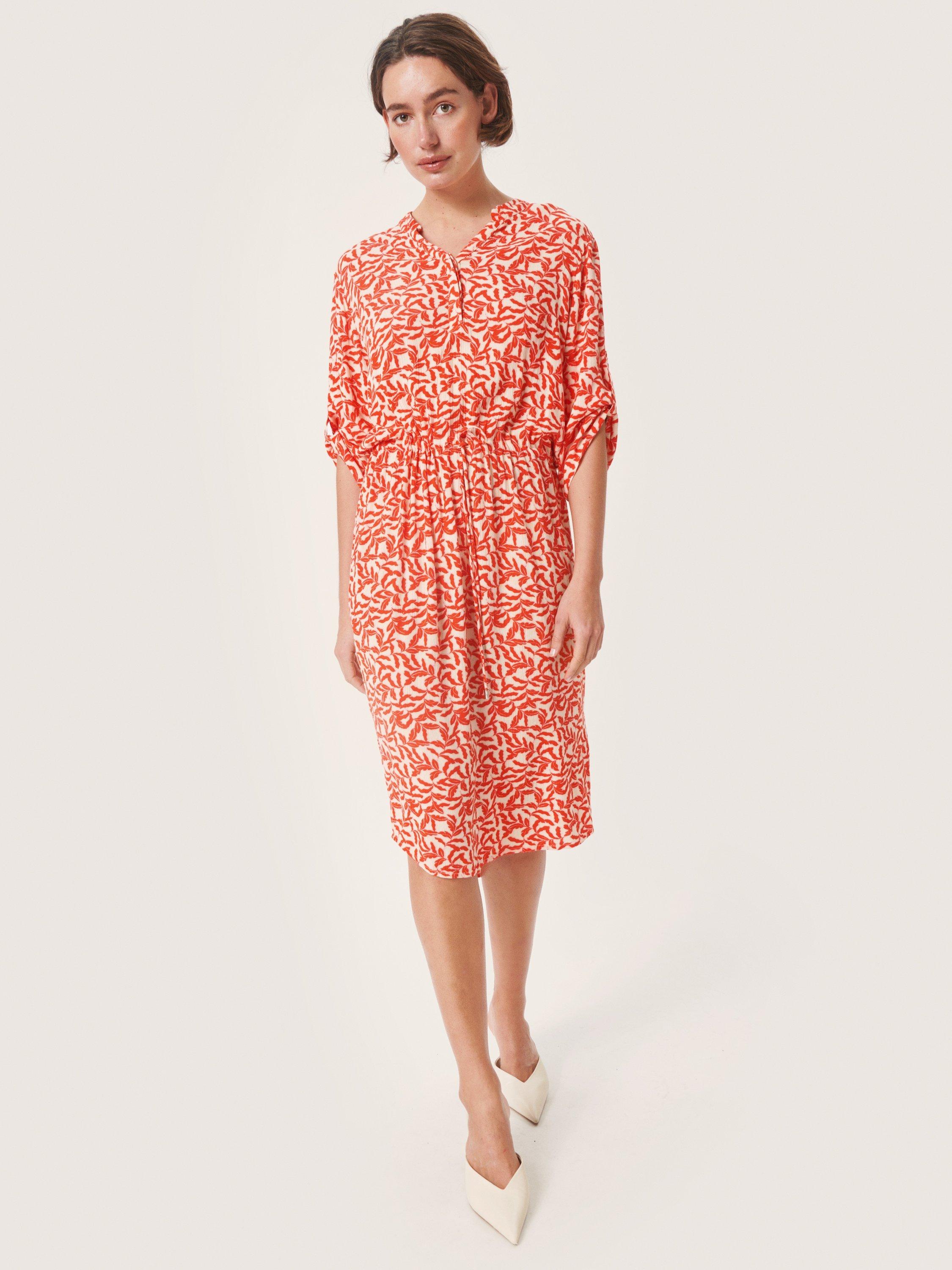 Soaked in Luxury Zaya Midi Shirt Dress, Grenadine Leaf Print, L