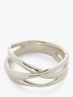 Monica Vinader Nura Cross Over Ring, Silver - view 2, Silver