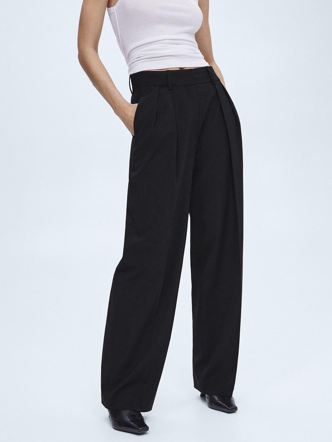 Mango Tabli Wideleg Pleated Trousers, Black