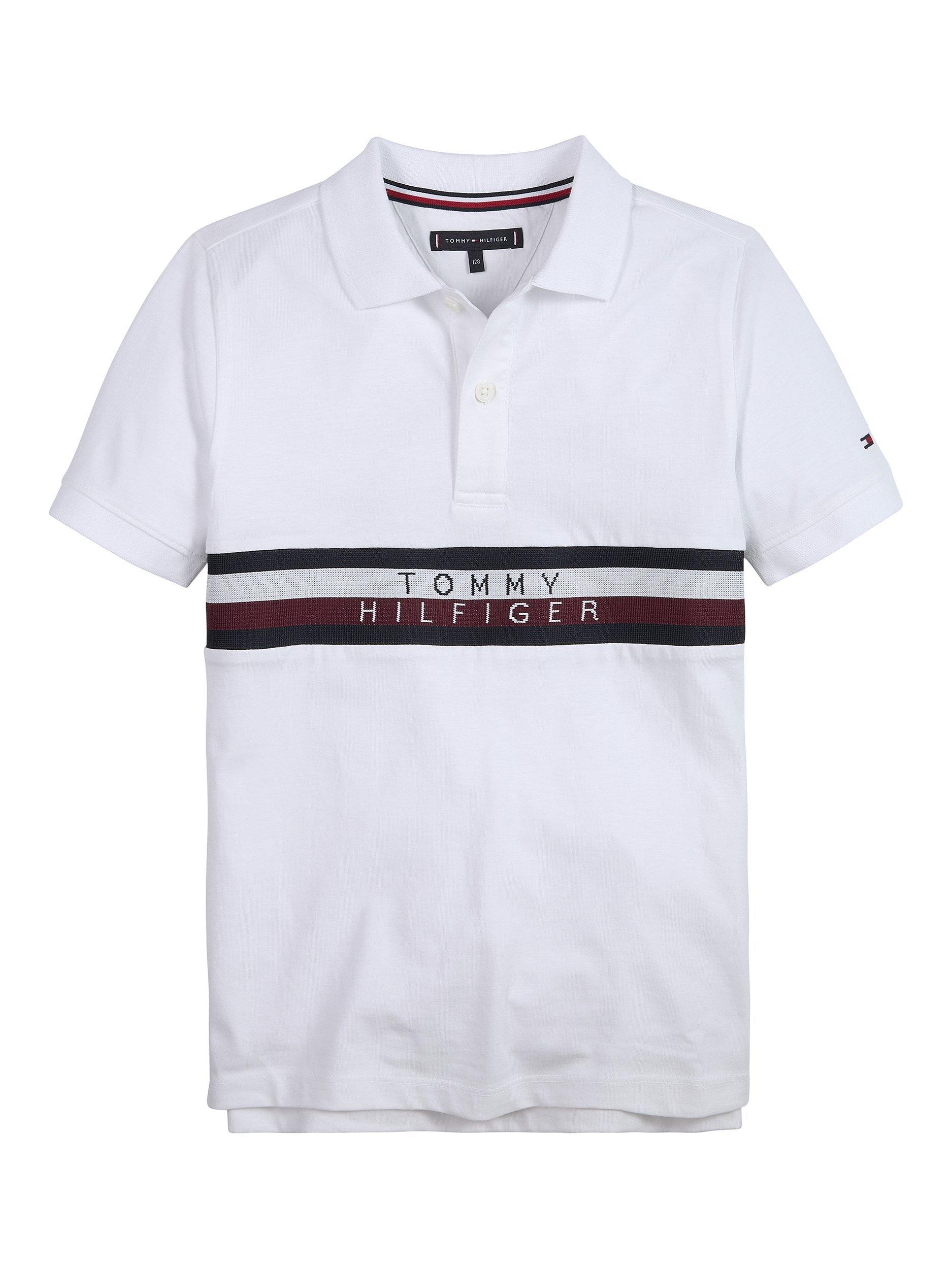 Tommy Hilfiger Kids' Stripe Logo Polo Shirt, White