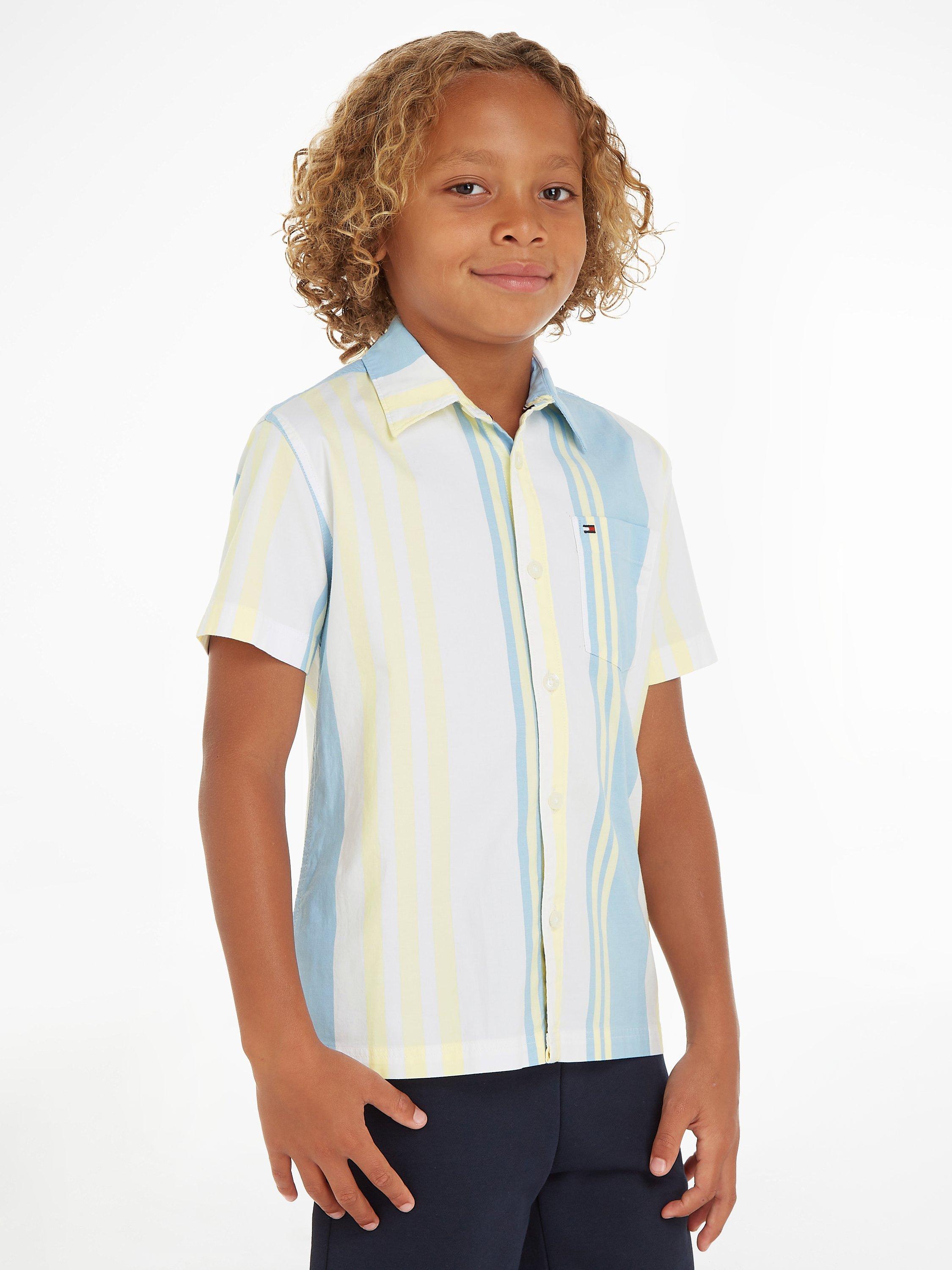 Tommy Hilfiger Kids' Stripe Logo Polo Shirt, Ancient White