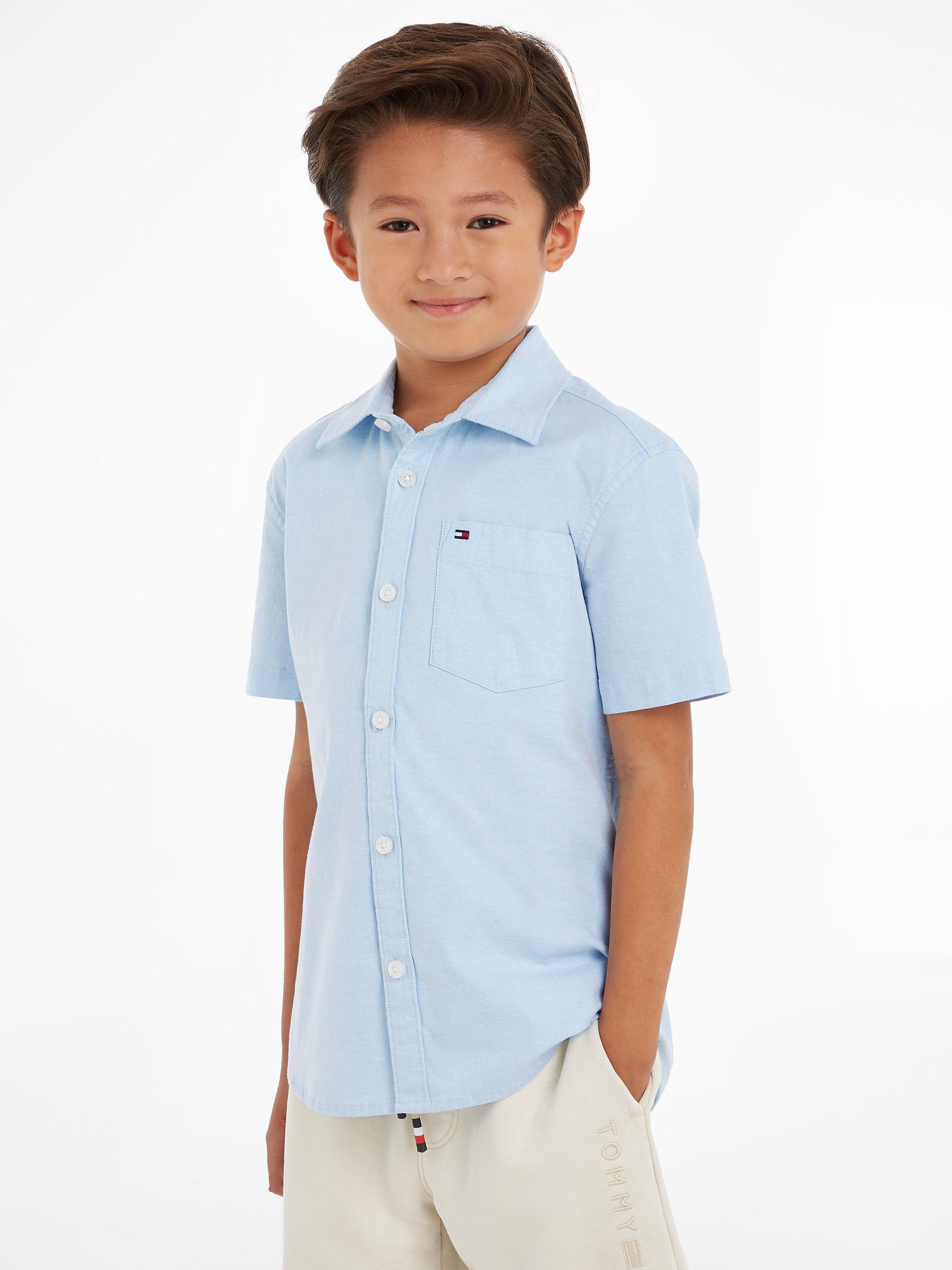 Tommy Hilfiger Kids' Organic Cotton Blend Stretch Oxford Shirt, Shoreside Blue