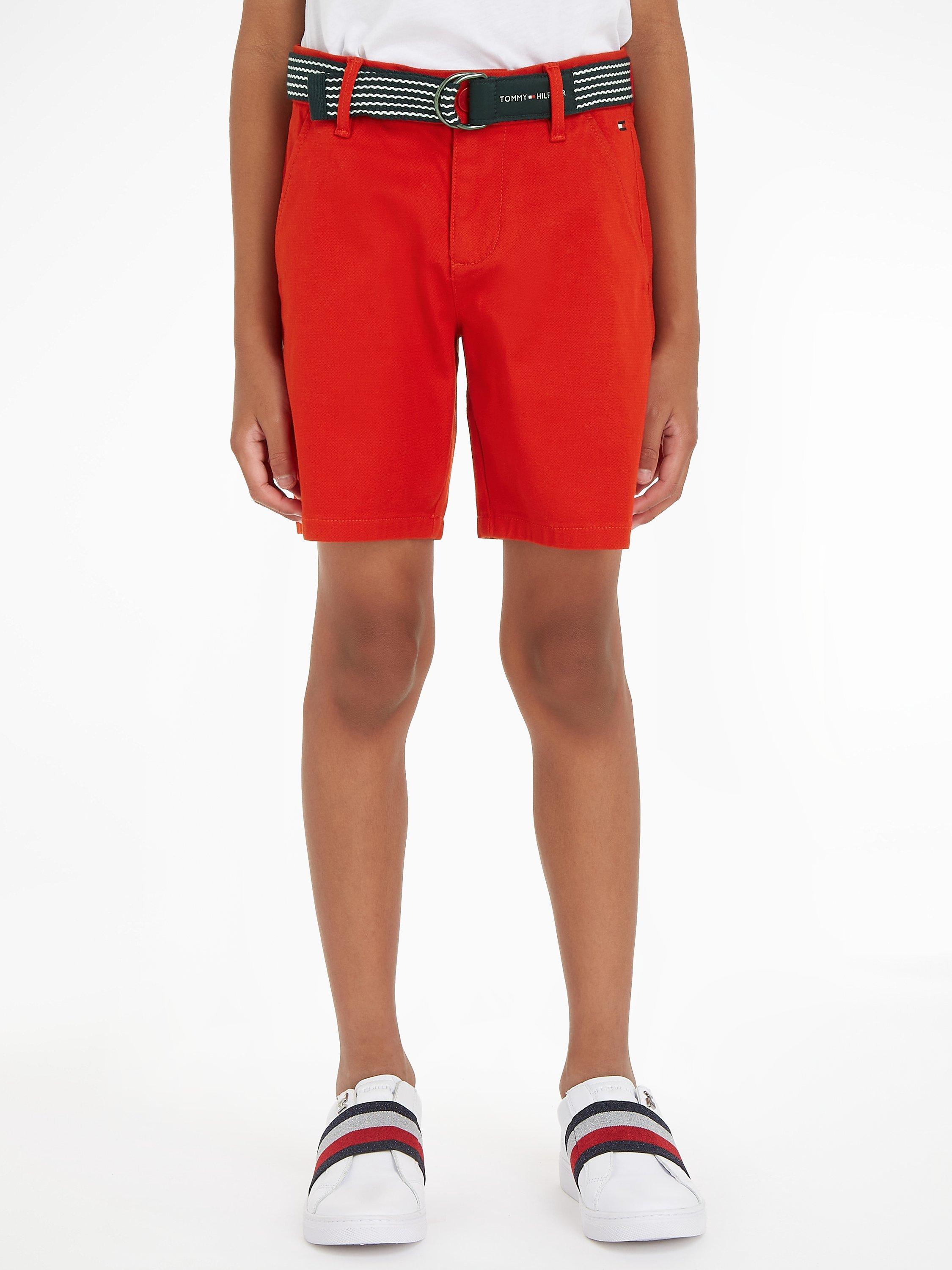 Tommy Hilfiger Kids' Belt Chino Shorts, Deep Crimson