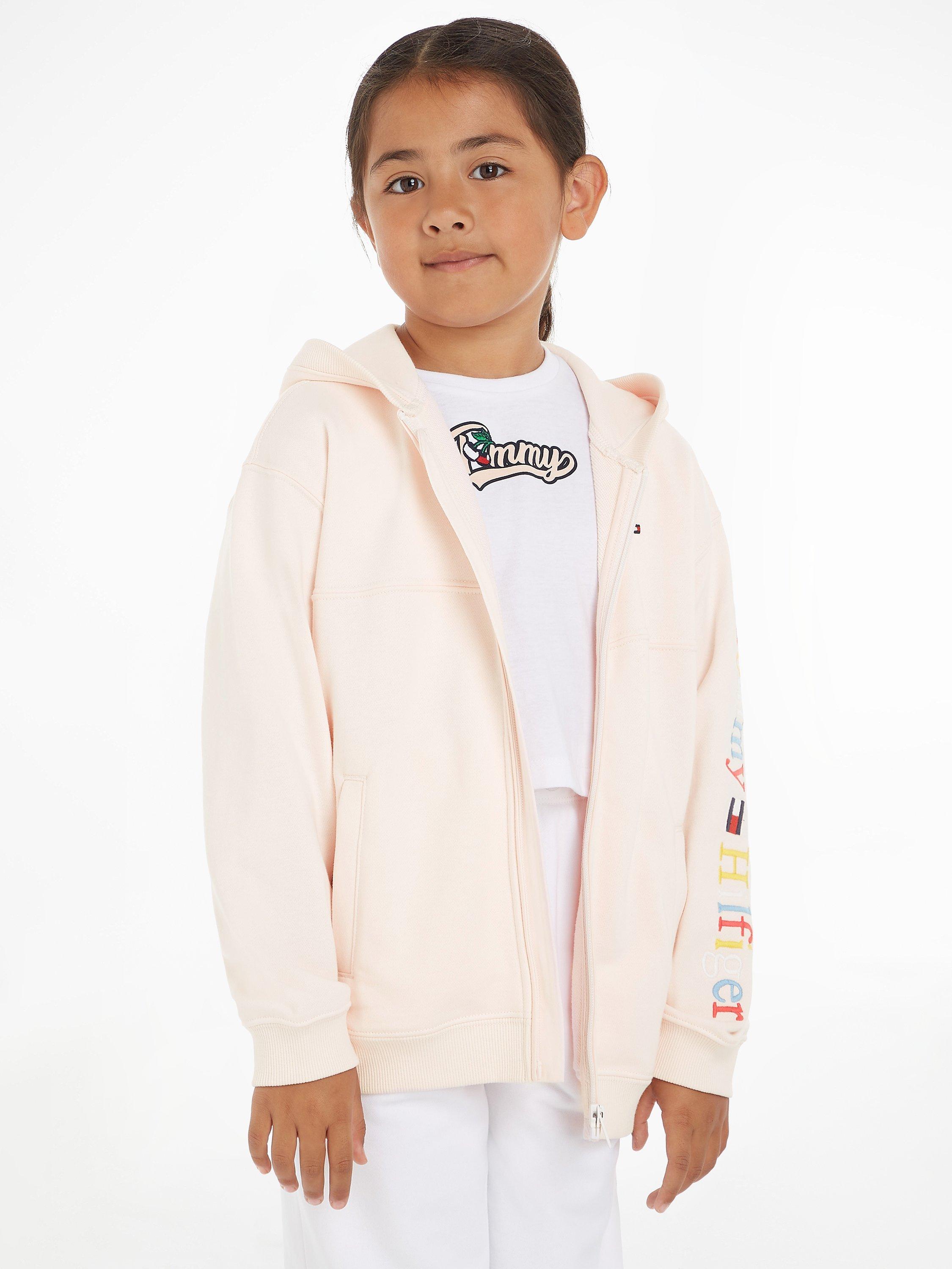 Tommy Hilfiger Kids' Zip Through Hoodie, Faint Pink