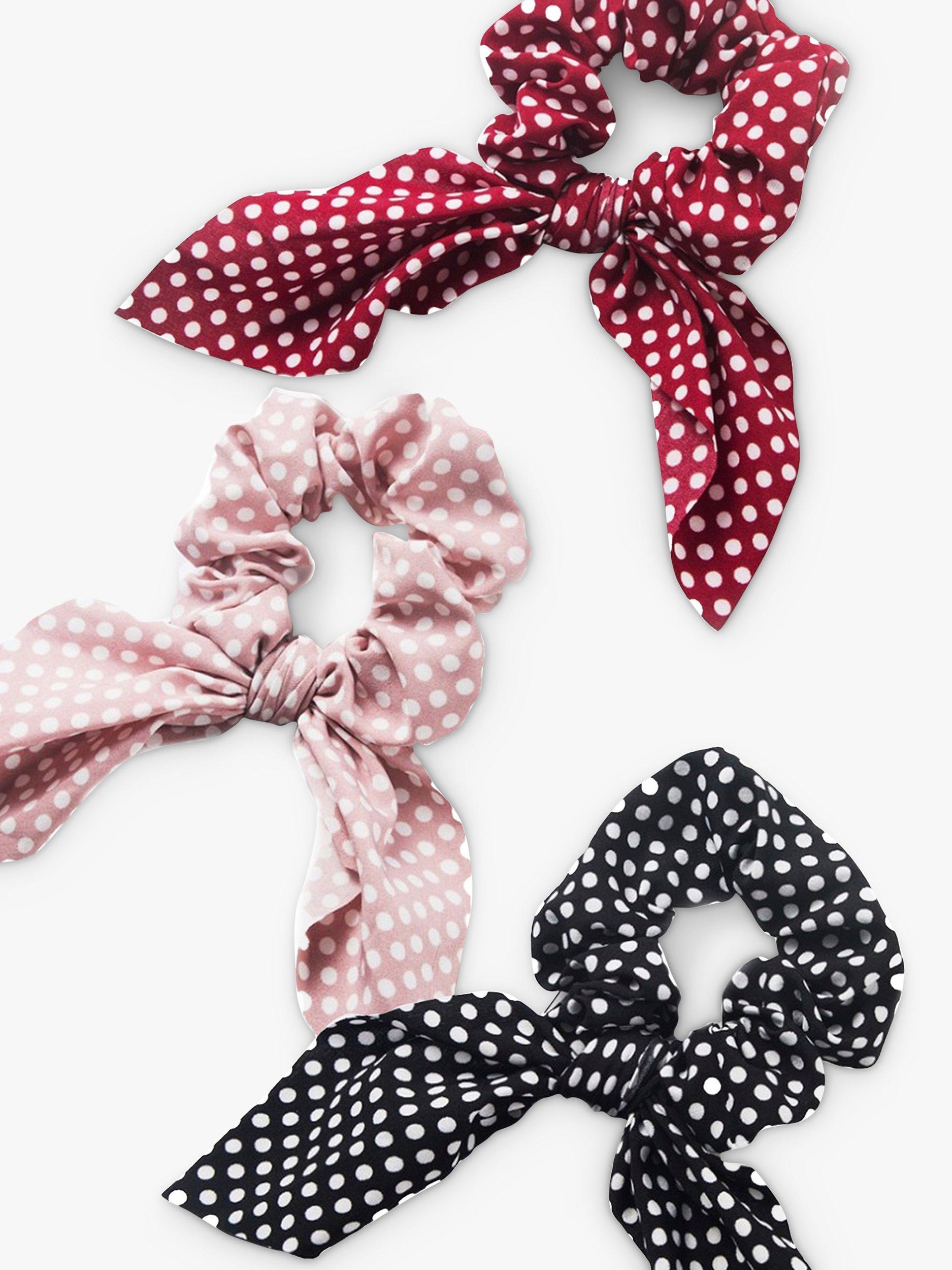 Product image 1 of 4, which shows HotSquash Polka Dot Scrunchies, Pack of 3, Multi