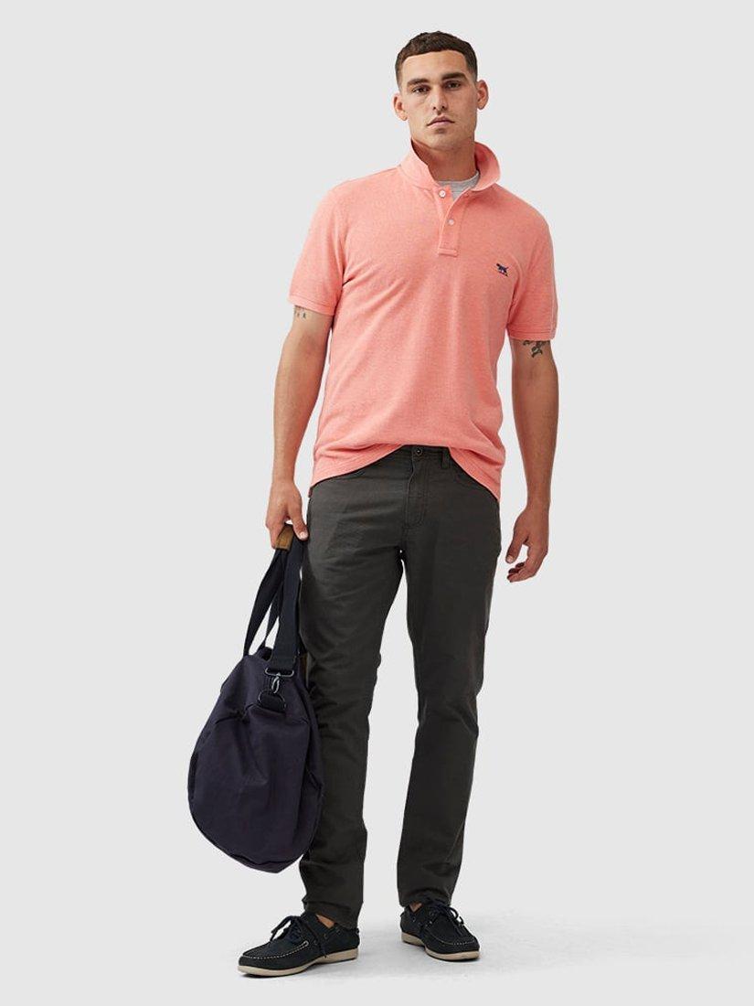 Product image 2 of 5, which shows Rodd & Gunn The Gunn Cotton Slim Fit Short Sleeve Polo Shirt, Salmon, XS