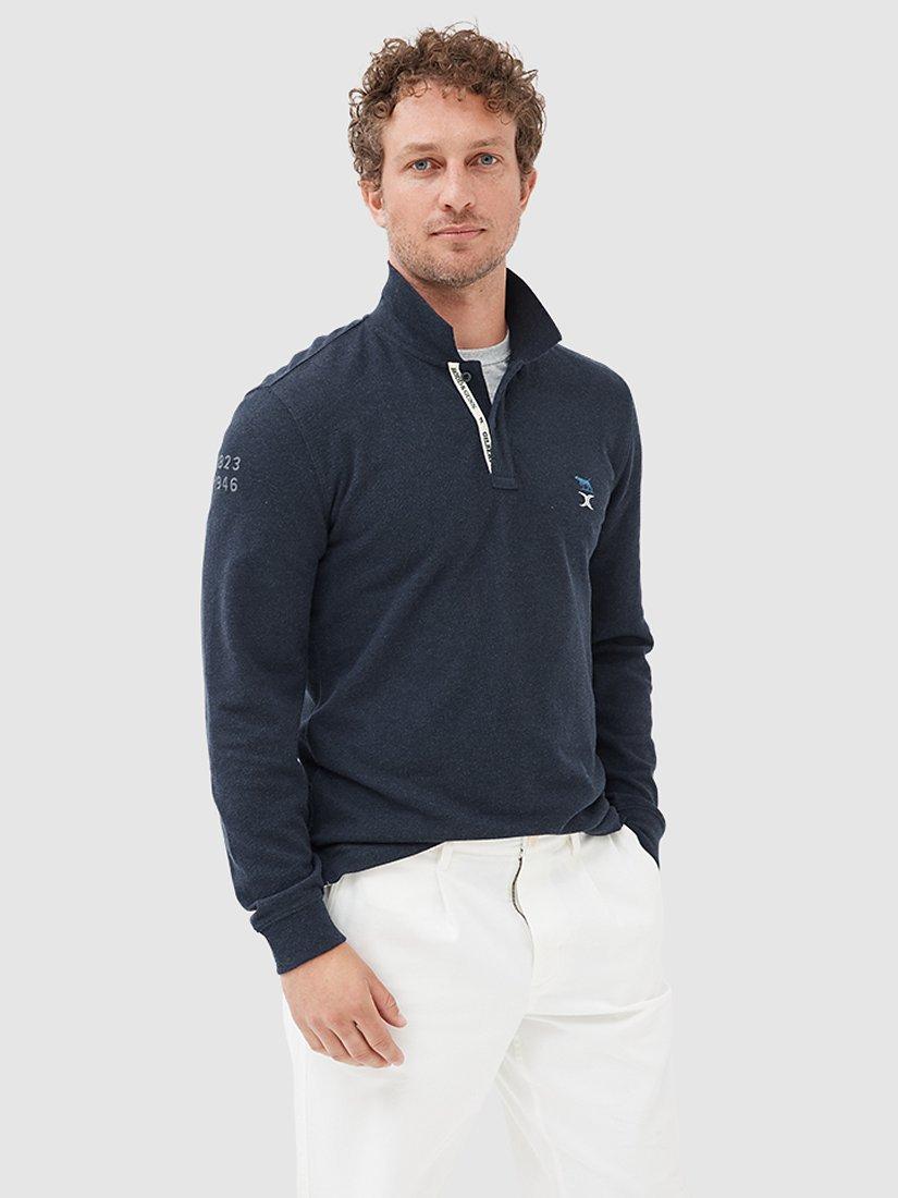 Gilbert X Rodd & Gunn Meadow Lane Australian Cotton Long Sleeve Polo Shirt, Navy