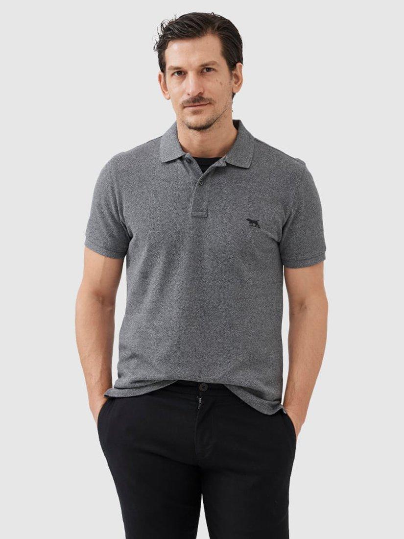 Product image 1 of 5, which shows Rodd & Gunn The Gunn Cotton Slim Fit Short Sleeve Polo Shirt, Tungsten, XS