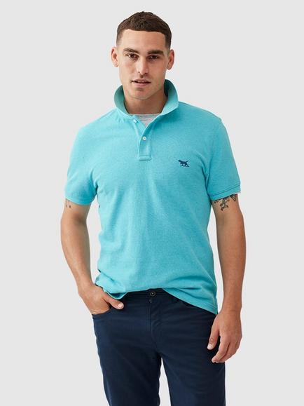 Rodd & Gunn The Gunn Cotton Slim Fit Short Sleeve Polo Shirt, Aqua
