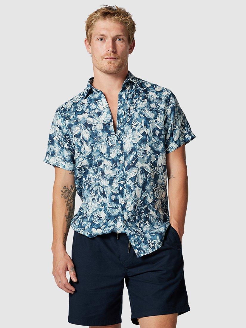 Rodd & Gunn Mount Hutt Short Sleeve Linen Shirt, Dark Teal