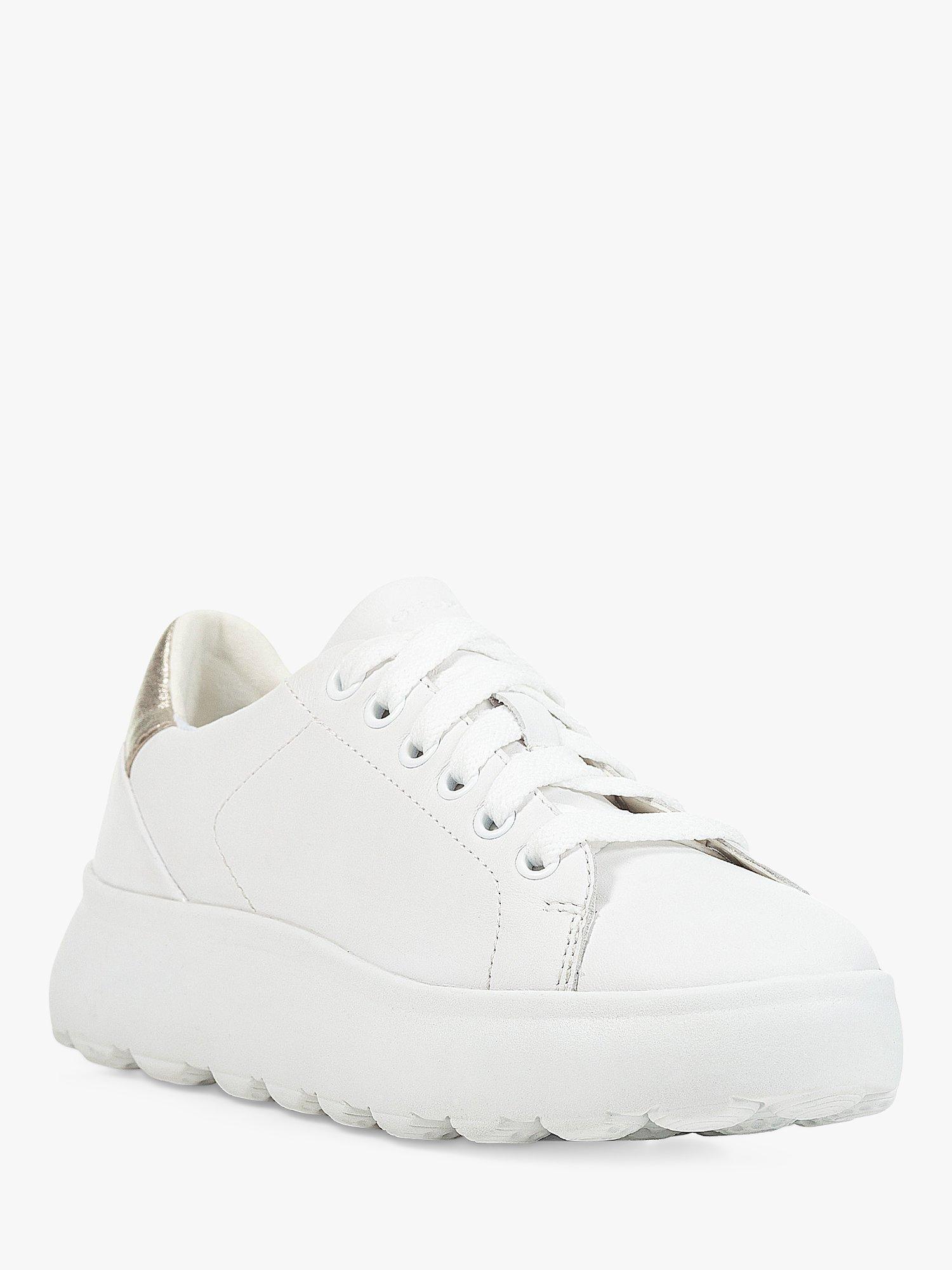 Product image 2 of 6, which shows Geox Spherica EC4.1 Leather Trainers, White/Gold, 2.5