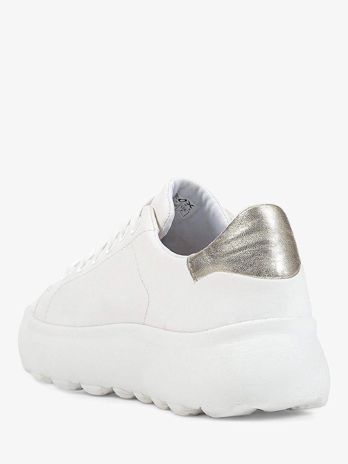 Product image 3 of 6, which shows Geox Spherica EC4.1 Leather Trainers, White/Gold, 2.5