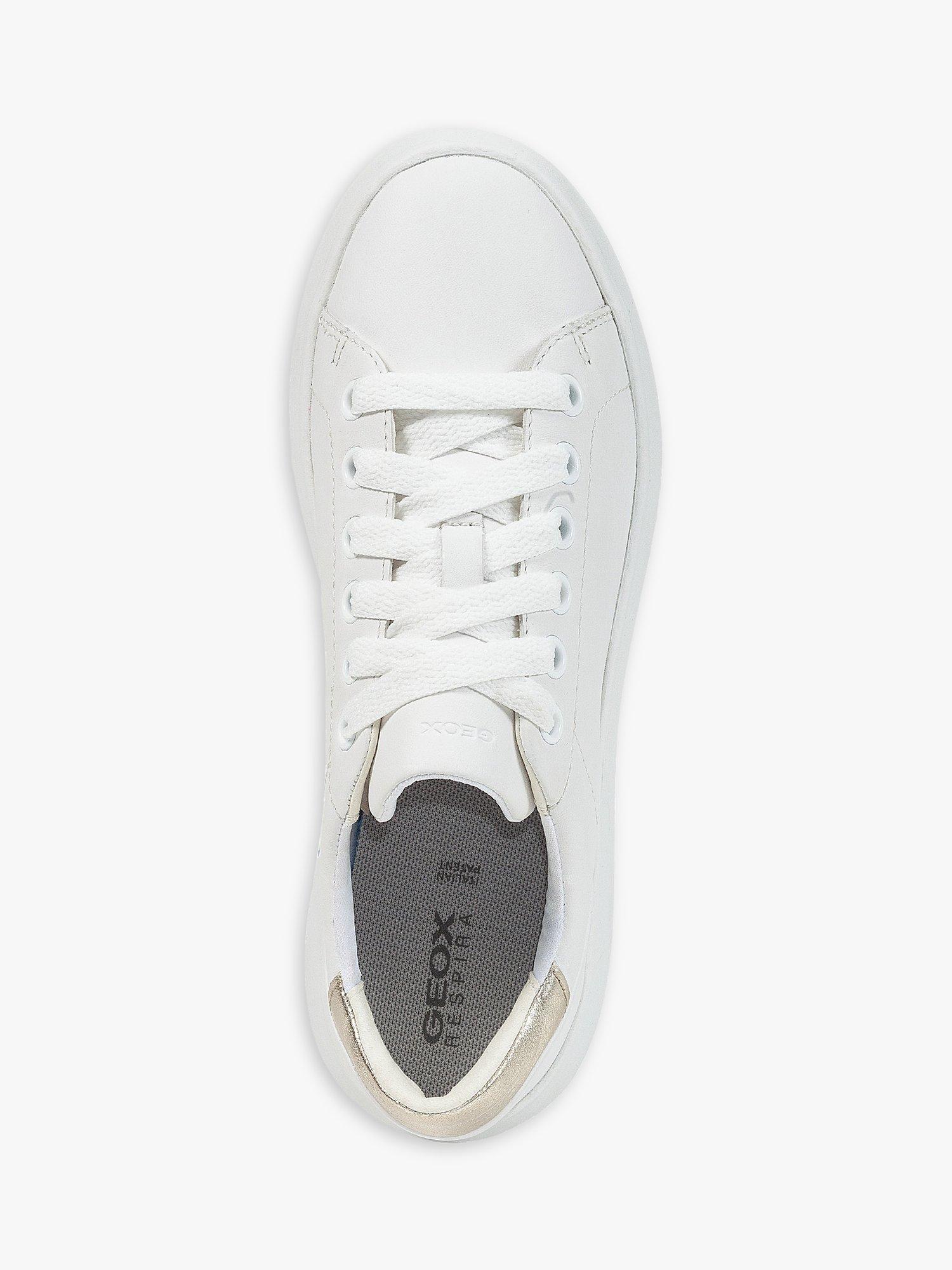 Product image 5 of 6, which shows Geox Spherica EC4.1 Leather Trainers, White/Gold, 2.5