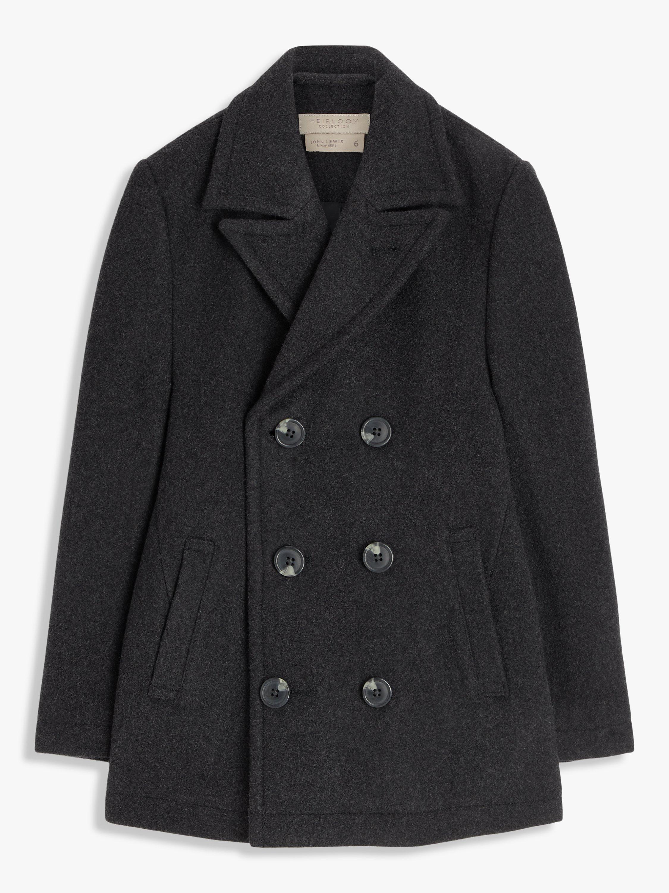 John Lewis Heirloom Collection Kids' Wool Blend Pea Coat, Black