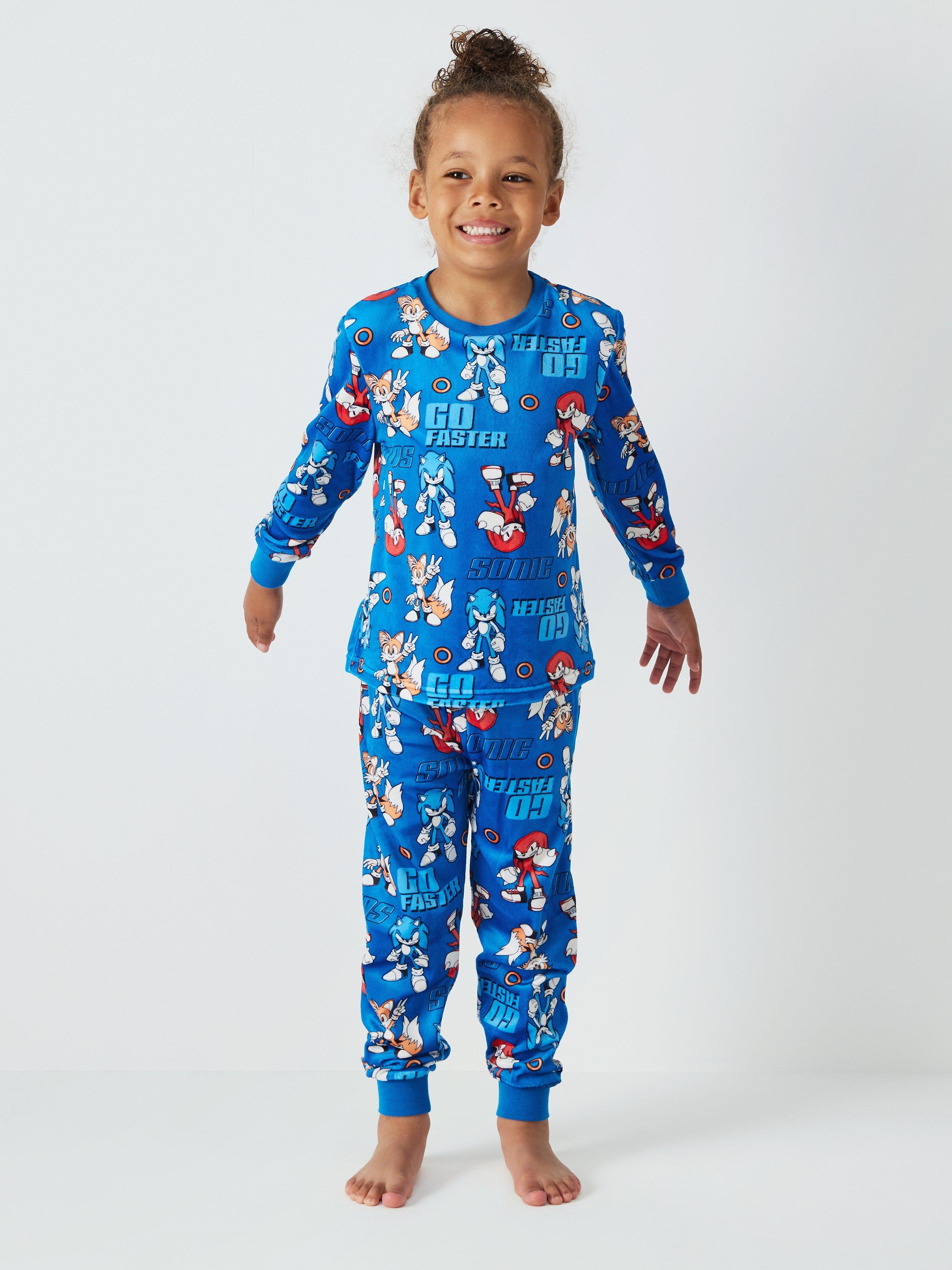 Brand Threads Kids' Sonic the Hedgehog Fleece Pyjamas, Blue/Multi