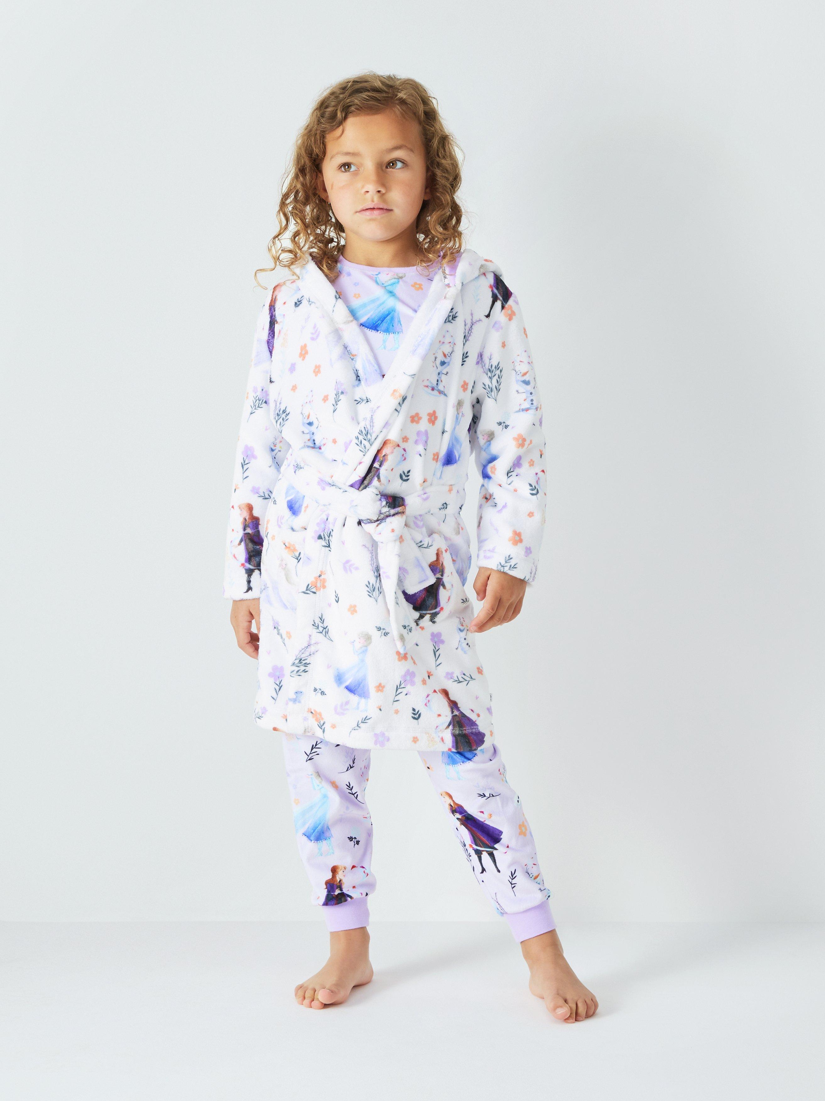 Brand Threads Kids' Frozen Hooded Dressing Gown, White/Multi