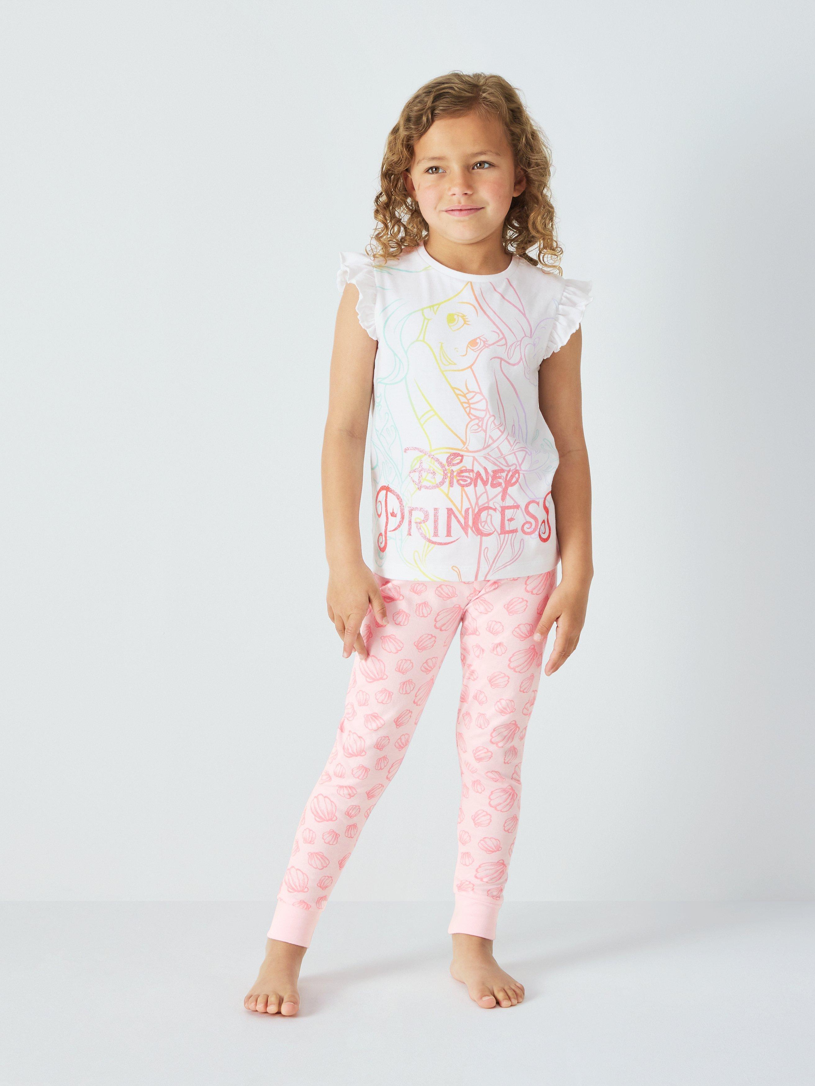 Brand Threads Kids' Disney Ariel Princess Pyjamas, Pink/White