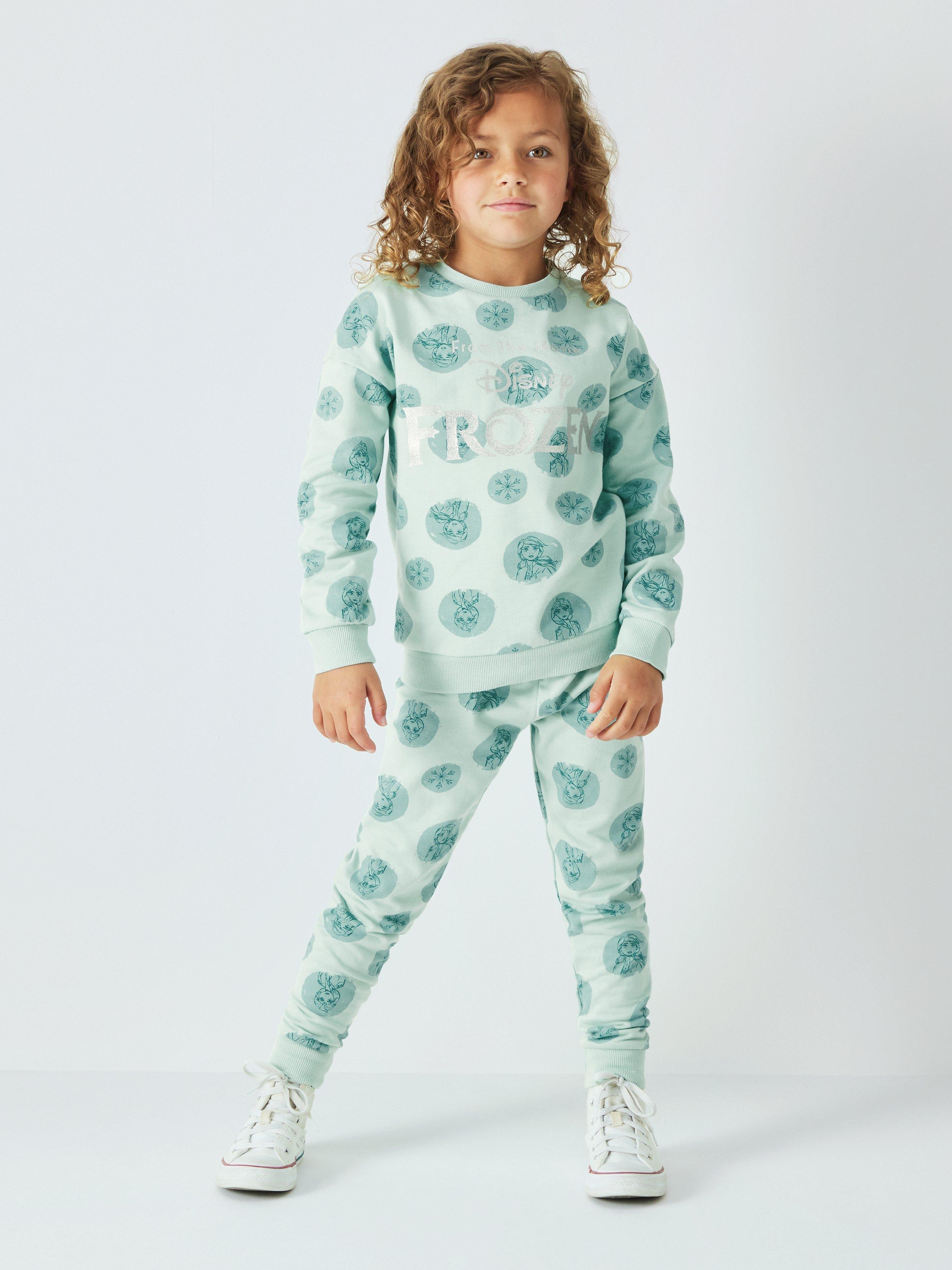 Brand Threads Kids' Disney Princess Frozen Jogger Set, Green Teal