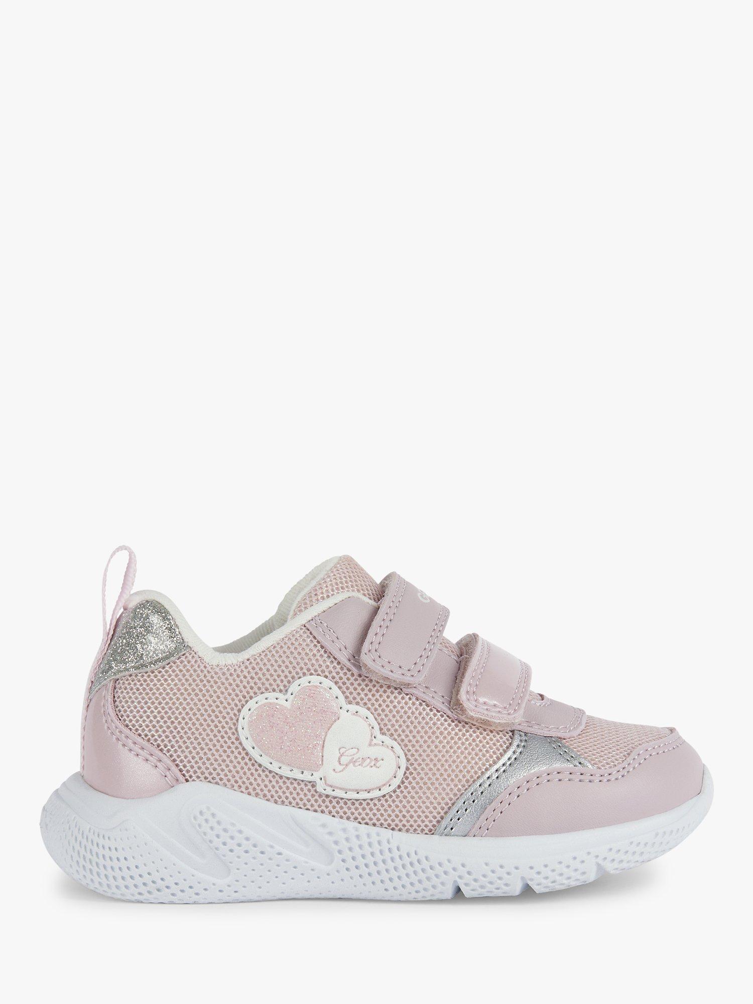 Geox Kids' Sprintye Heart Pre-Walker Trainers, Pink/Silver         
