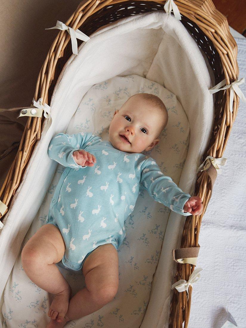 Product image 1 of 4, which shows The Little Tailor Baby Hare Print Bodysuit, Blue, 6-9 months